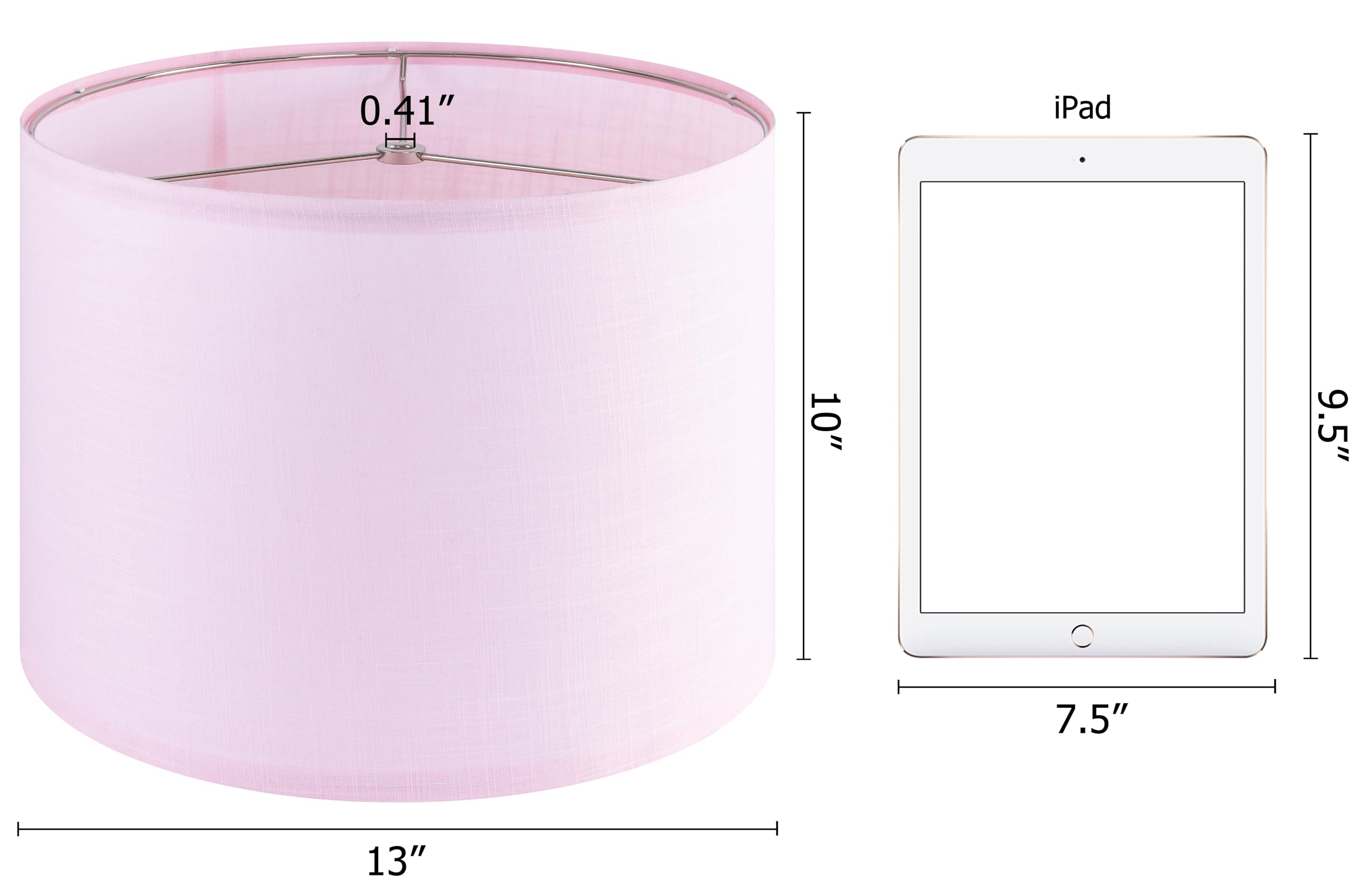 Pikopiko Pink Linen Set Of 2 Medium Drum Lamp Shade, Easy Assembly Required 13'' Top X 13'' Bottom X 10'' High Replacement Lamp