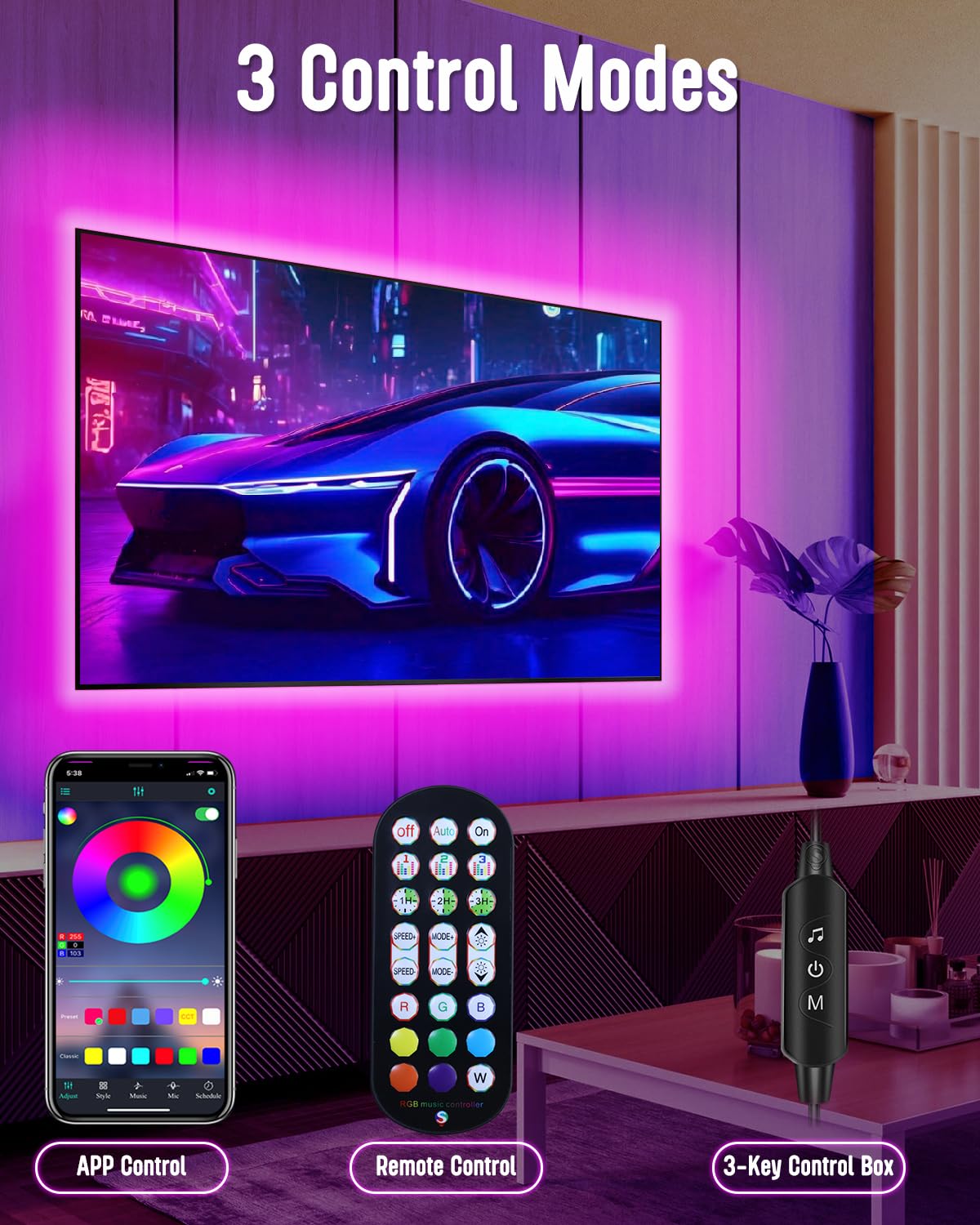 Led Lights For Tv Led Backlight, 16.4Ft Led Tv Backlights For 45-75 Inch Usb Tv Behind Lighting Color Changing Rgb Tv Led Light