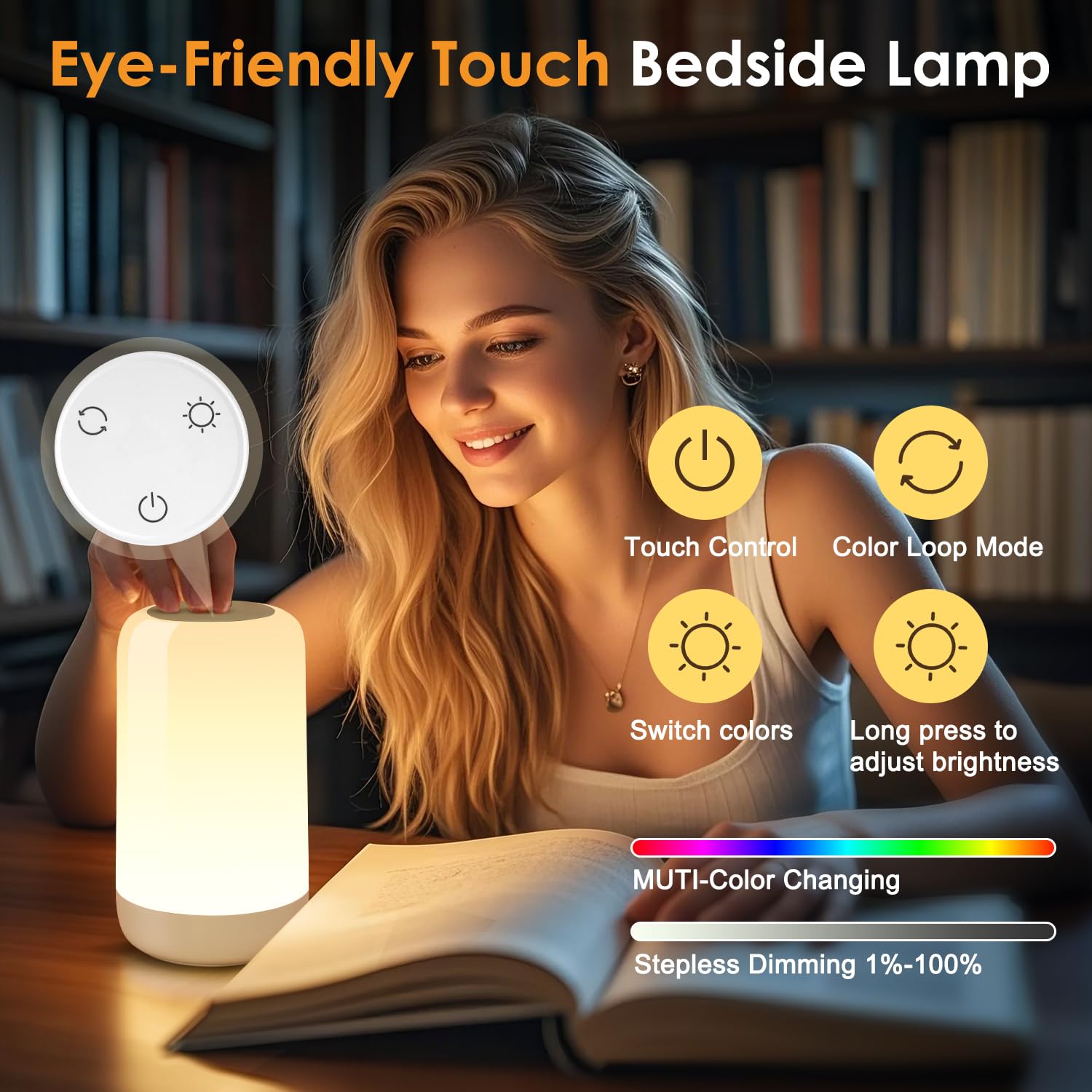 Coolnight Touch Lamps For Nightstand Lamp, 16 Colors Rgb Lamp Mini Lamp Mood Lighting Battery Powered Lamp,Dimmable Night Light For Kids,1800Mah Rechargeable Lamps Cordless Lamp Battery Lamp Mood Lamp