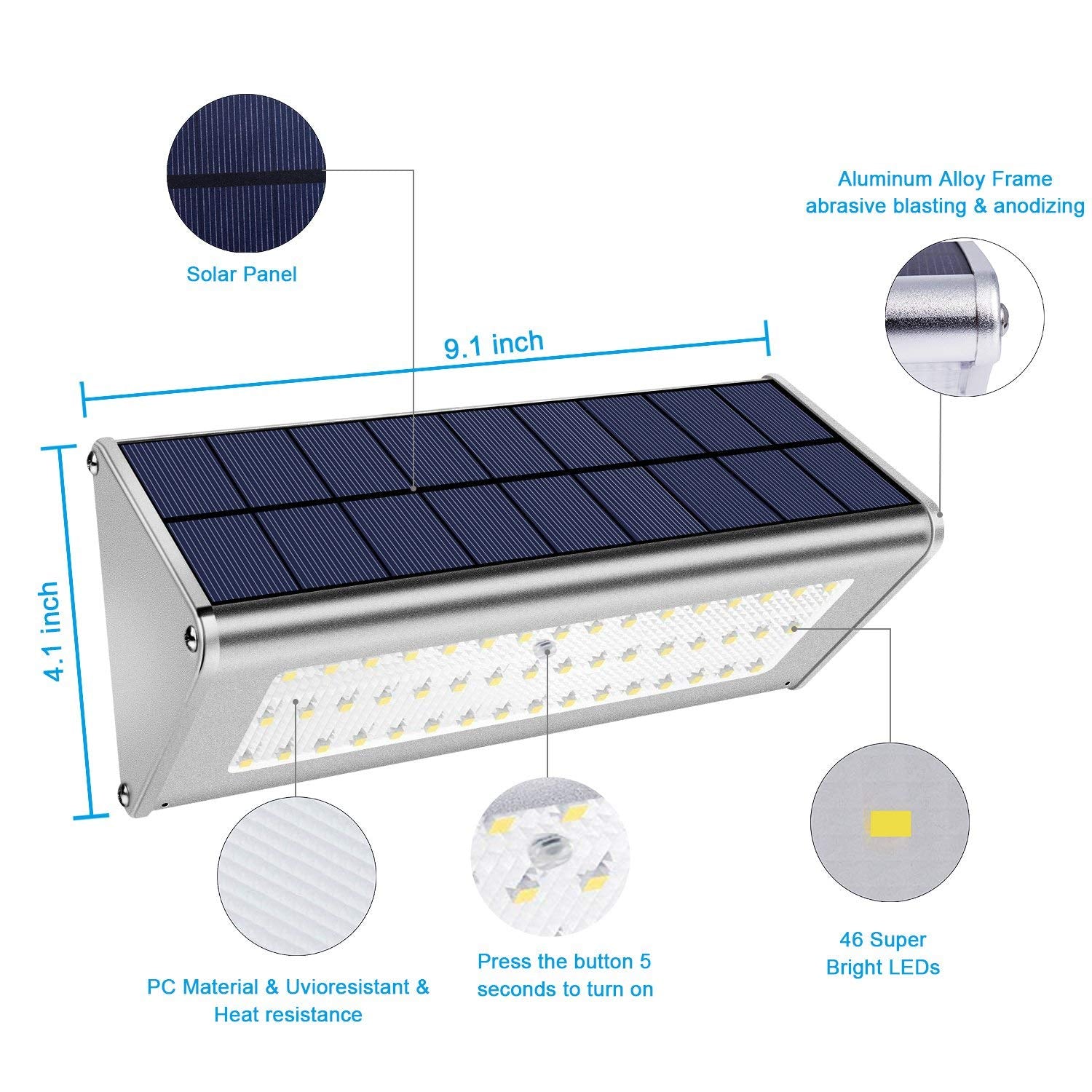 Securoad Super Bright Solar Outdoor Lights, 1100 Lumens Led Motion Sensor, Ip65 Waterproof, 4 Modes
