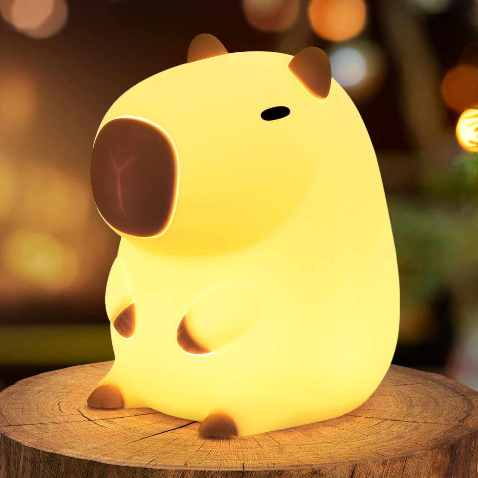 GEAMSAM Capybara Night Light, Cute Silicone Dimmable Nursery Nightlight, Rechargeable Bedside Touch Lamp for Breastfeeding Chris