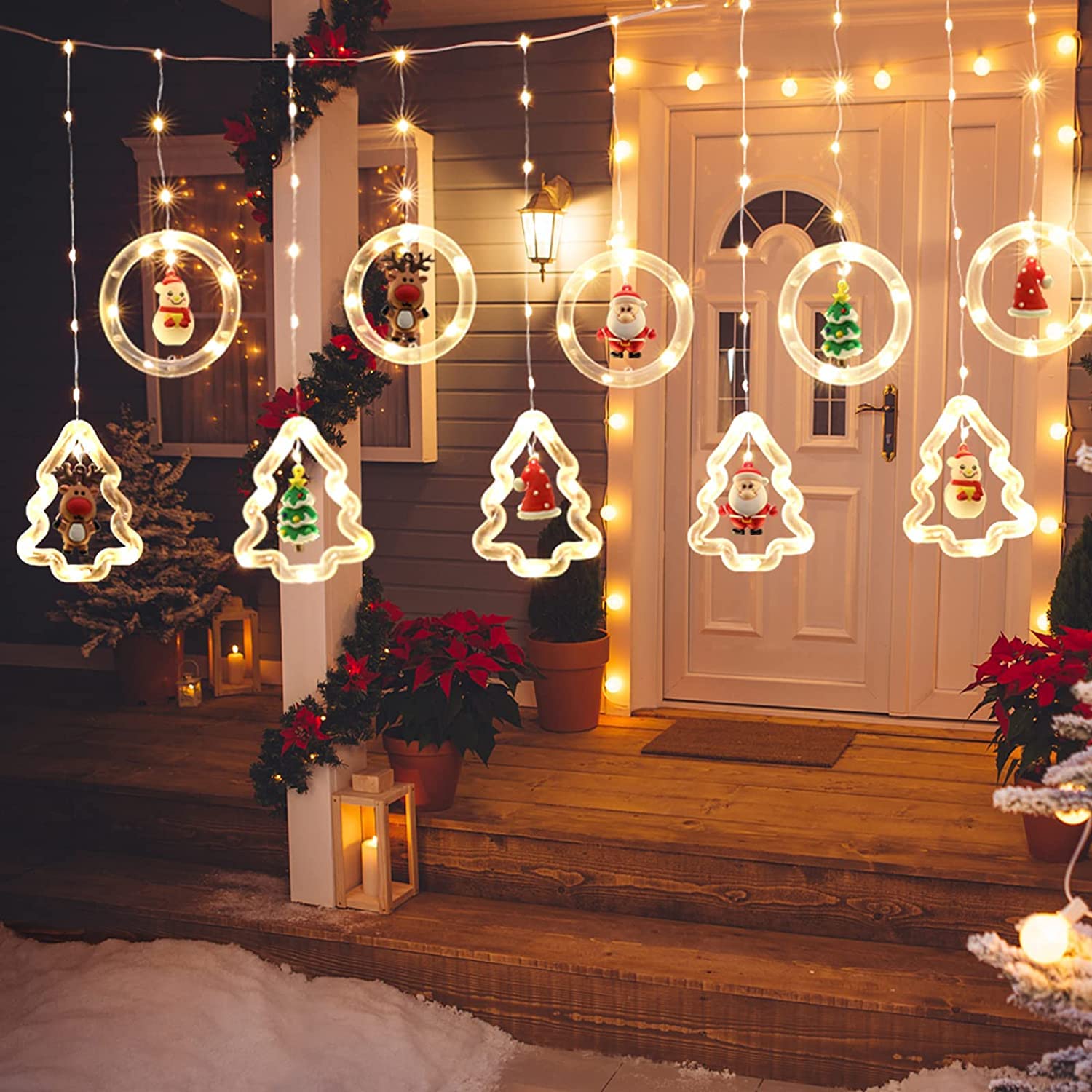 Christmas Window Lights, 9.8 Ft 120 Led Christmas Decorations Light, 3D Hanging Lights Christmas Element Decor With Flashing Lights For Bedroom Patio Garden Party Home Indoor Outdoor Xmas Decor