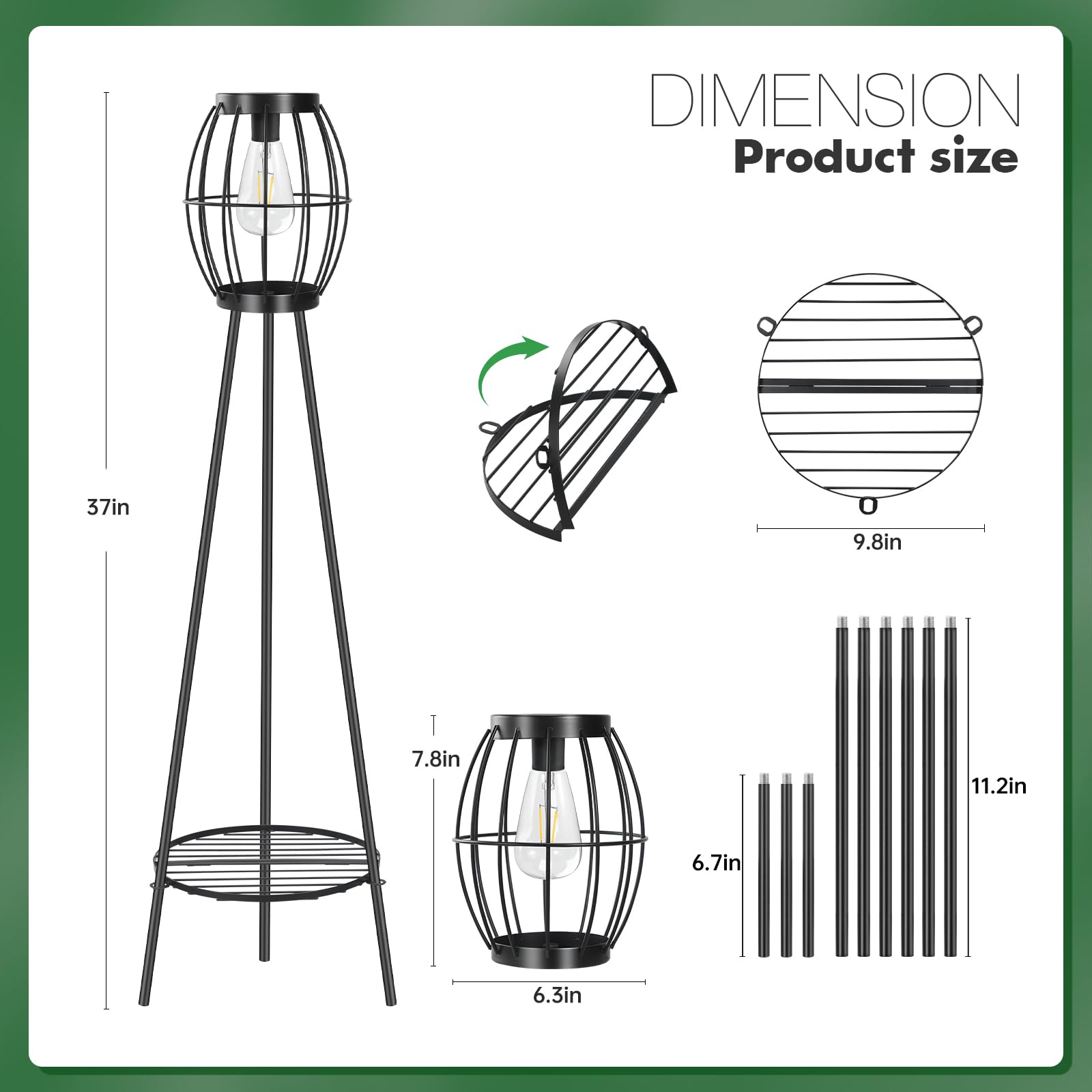 2 Pack Solar Lights Outdoor With Plant Stands, Solar Floor Lamp, Solar Powered Street Light Metal Tripod Deck Lights, Patio Deco