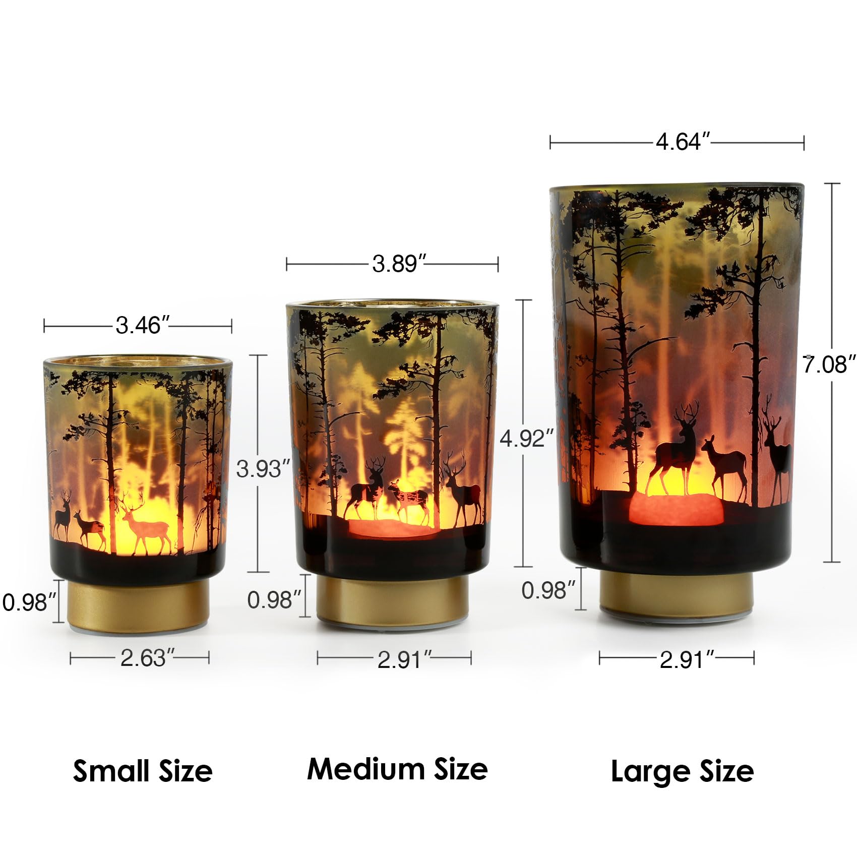 Eywamage Battery Operated Table Lamp With Remote, Forest Deer Cordless Glass Lamp For Bedroom Living Room Kitchen
