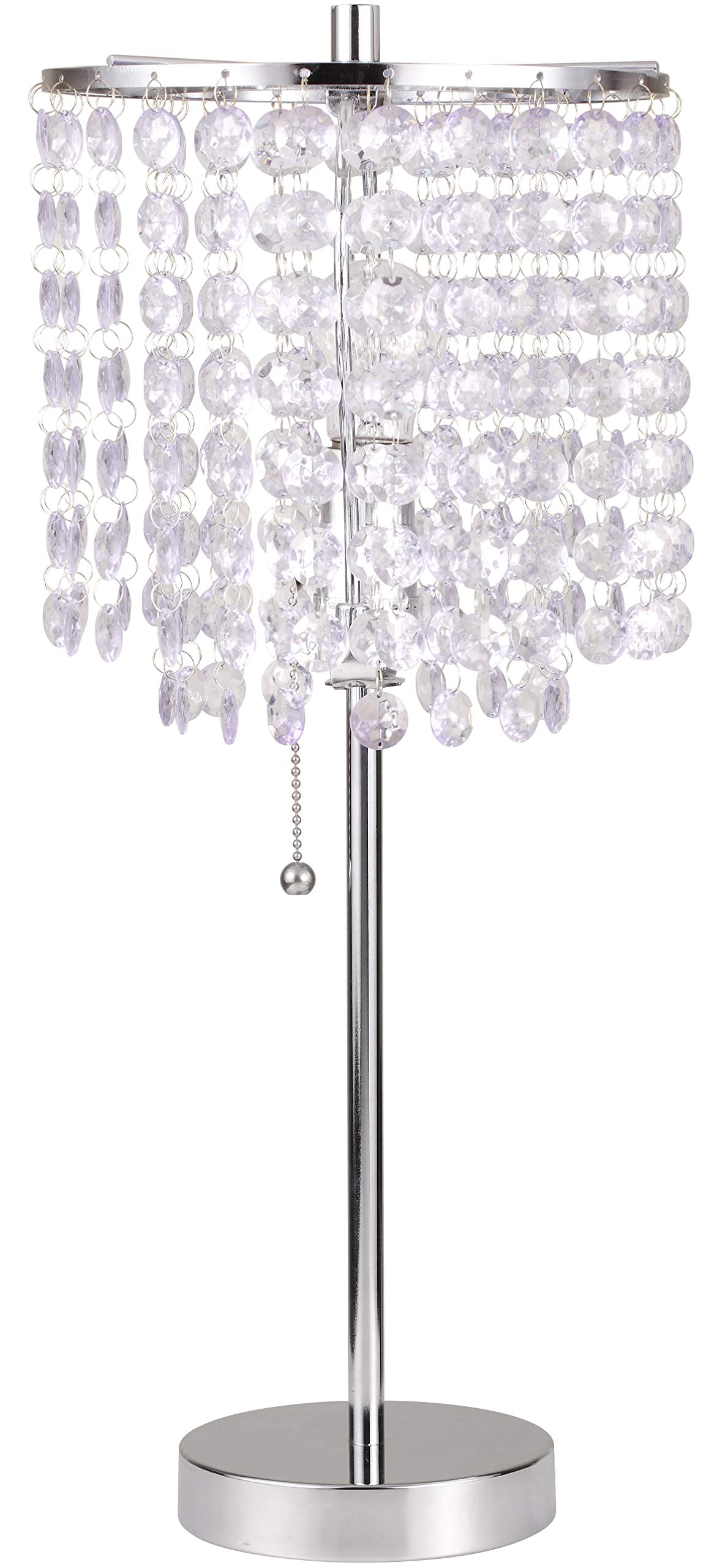SH Lighting Crystal Inspired Table Desk Lamp - 19in Tall, Chrome, Metal, Silver - Model SH-8315C(U) for Bedrooms and Living Rooms