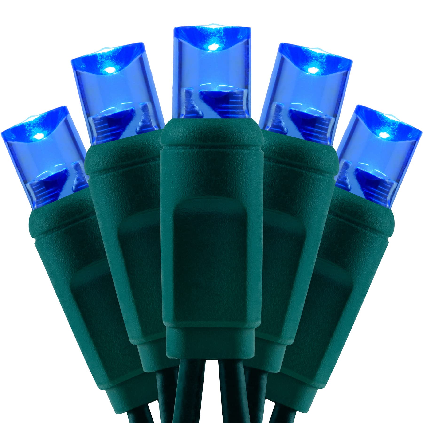 YULETIME Blue 5MM LED Christmas Lights, 33 ft 100 Count 4'' Spacing One-Piece High Waterproof Wide Angle UL Certified String Lig