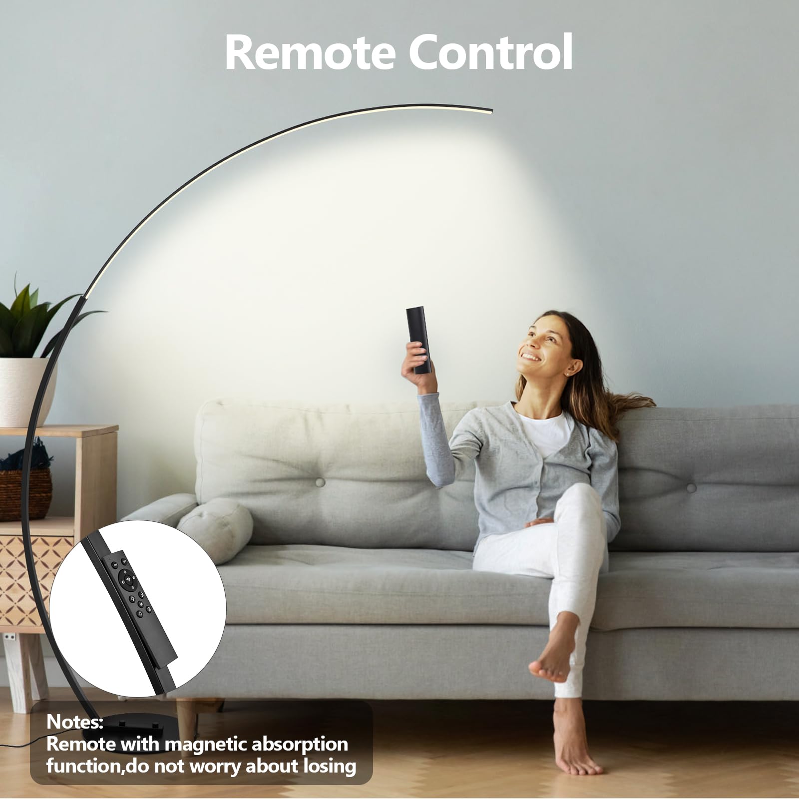 CHICLUX Arc Floor Lamp, Dimmable LED, 3 Color Temperatures, Modern Design, Model LX-87122, Metal, 3CCT-Arc