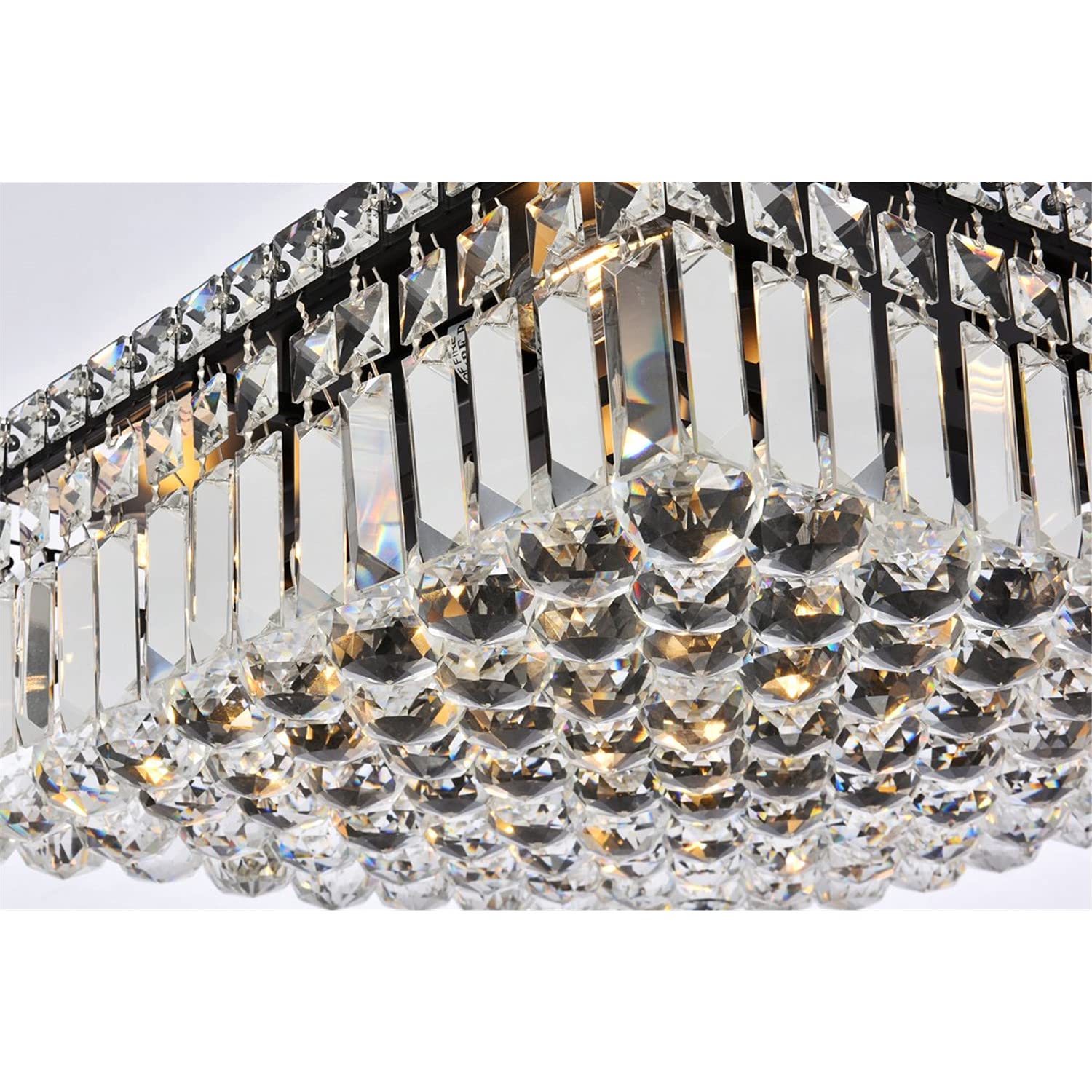 Elegant Lighting Maxime 16&quot; Black Metal & Crystal Flush Mount Ceiling Light Fixture