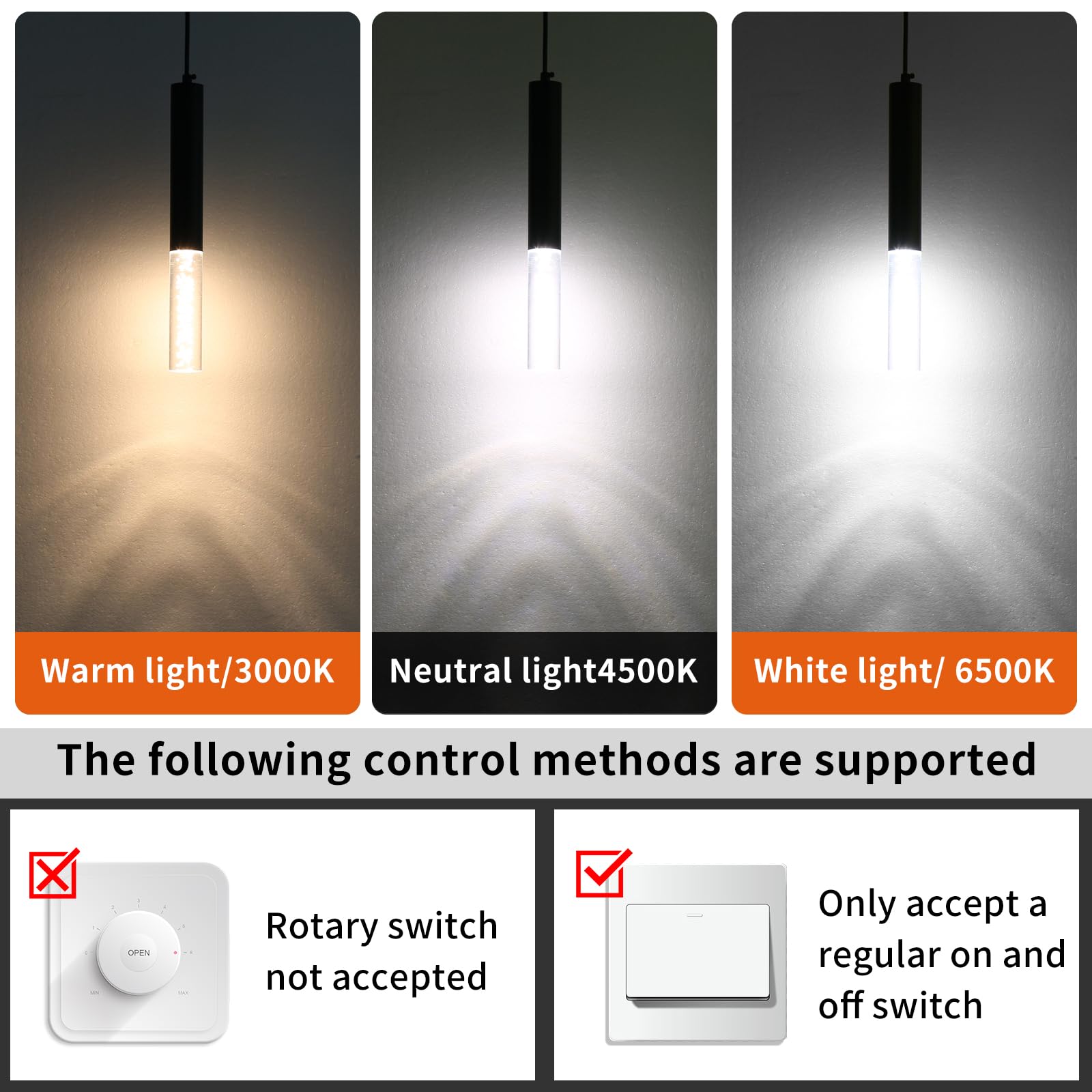 Daoseolo 3 Pack Pendant Lights Kitchen Island  Led Bubble Acrylic Island Lighting Fixtures  3 Color 3000K/4500K/6500K  Modern Cylinder Ceiling Hanging Light For Bedroom  Bar  Dining Room  Bathroom