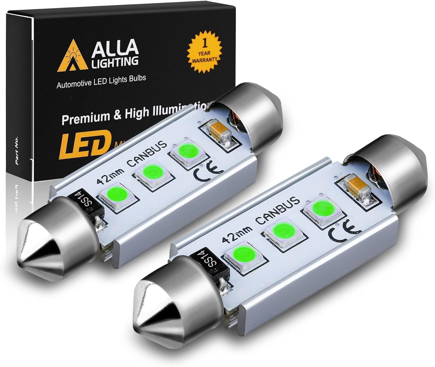 Alla Lighting 41Mm/42Mm 578 211-2 212-2 Led Festoon Bulbs  8000K Ice Blue Interior Dome  Map  Trunk  Step Courtesy Lights Lamps