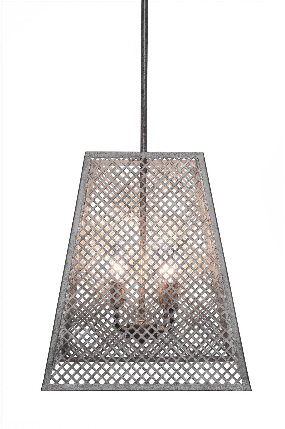 Toltec Lighting 1441-As Corbello 4 Light Pendant With Aged Silver Metal Shades