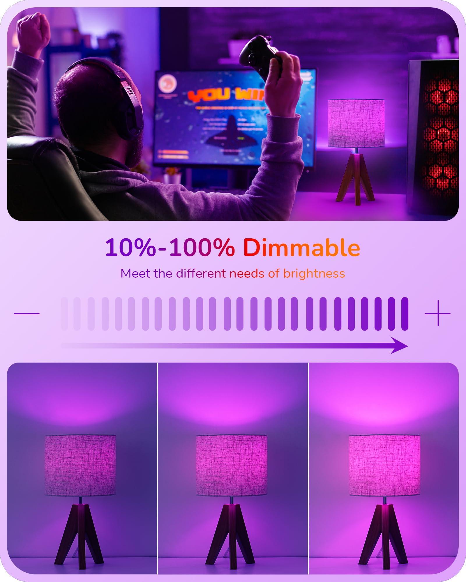 Edishine C35 Purple & Orange Dimmable Led Light Bulbs, 5W Equivalent 60W, Led Filament Light Bulb, 6 Pack E12 Socket, Clear Glas