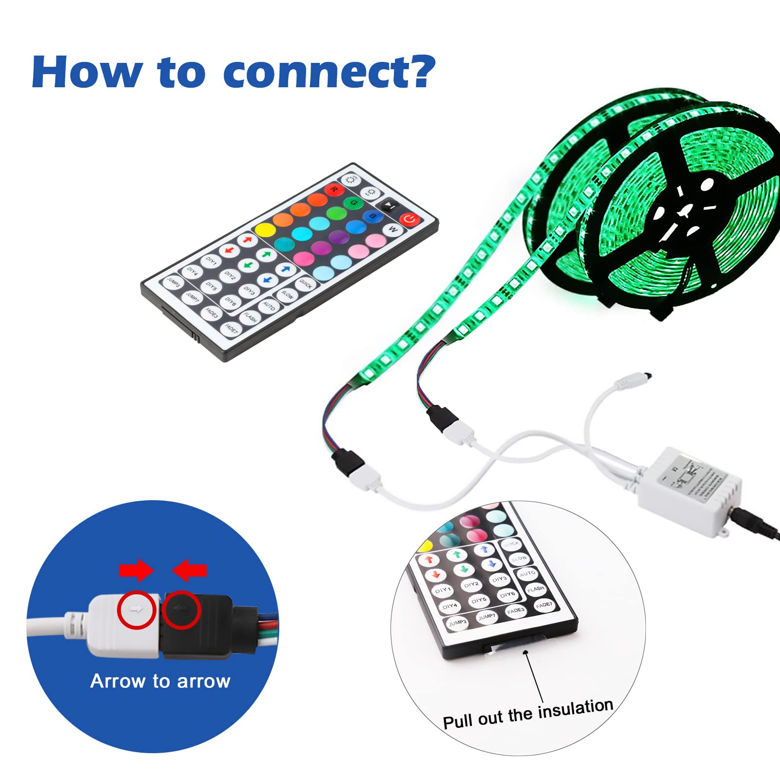 Yiliaw 2-Pack 44 Key RGB LED Strip Light Remote Controller - Wireless IR Dimmer for SMD 5050 3528 2835 Multicolor LED Strips