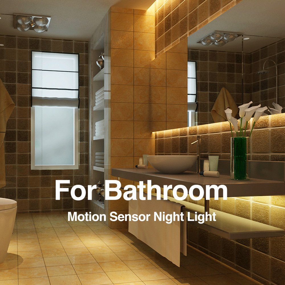 Vansky Motion Activated Bed Light, 5FT Flexible LED Strip Night Light with Auto Shut Off Timer, Warm White Glow, Bedside Illumination