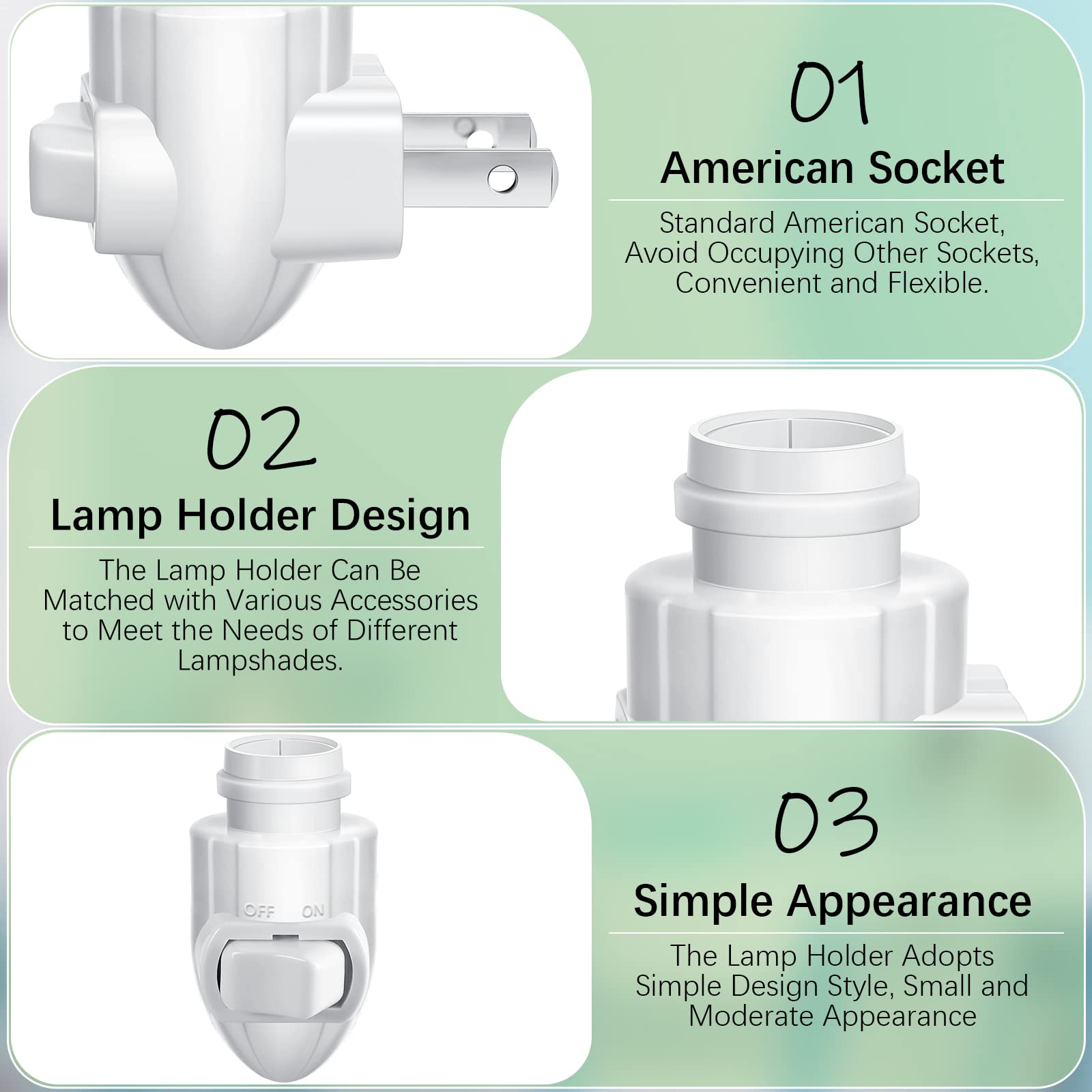 Tuanse Plug-in Night Light Module - White Plastic Base with Shade, 20 Sets, Rotating Design for Custom Decor