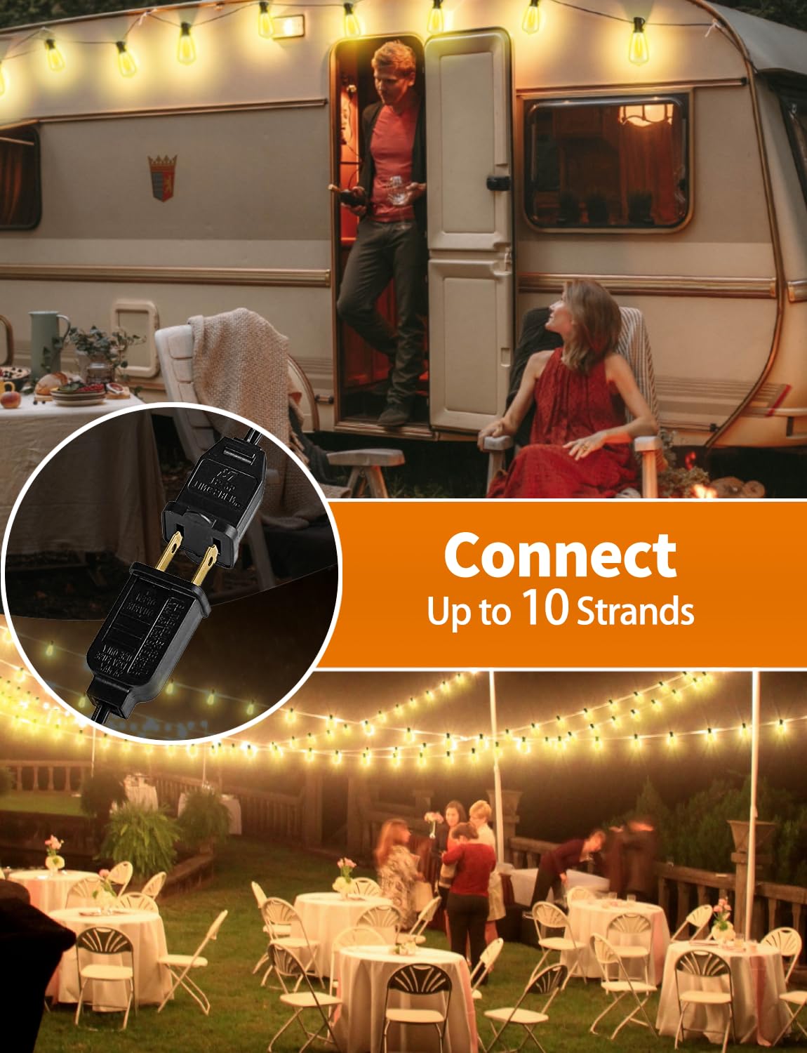 Led Outdoor String Lights 200Ft St38 Waterproof Patio Lights With 106 Vintage Shatterproof Bulbs(6 Spare), Dimmable Outside Hang