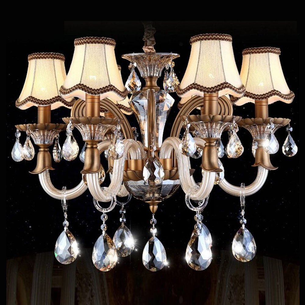Fuloon Modern European Droplight Wall Lamp Set, 6 Pack, Golden, Cloth-Made Fabrics, Model DL-LCZD01