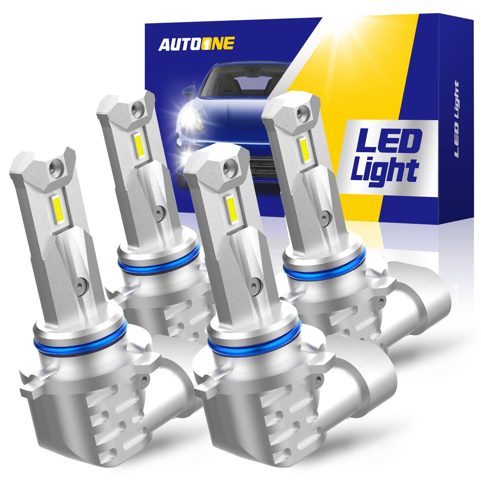 AUTOONE 9005 9006 Bulbs Combo, 6000K White, Plug and Play, Halogen Replacement Fog Light Bulbs, Pack of 4, 9005/HB3