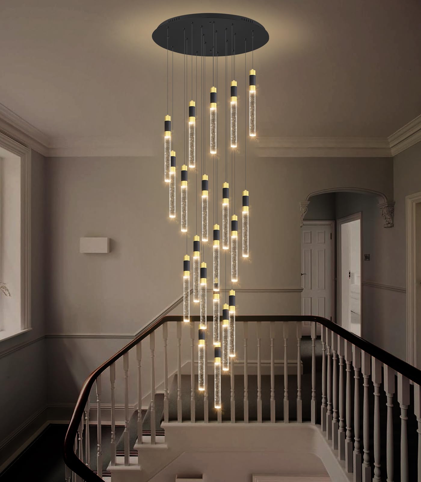 cenozo 157inch 20-Lights Modern Chandeliers for Living Room LED Dimmbale Light Fixture Entryway High Ceiling Light Pendants Ligh