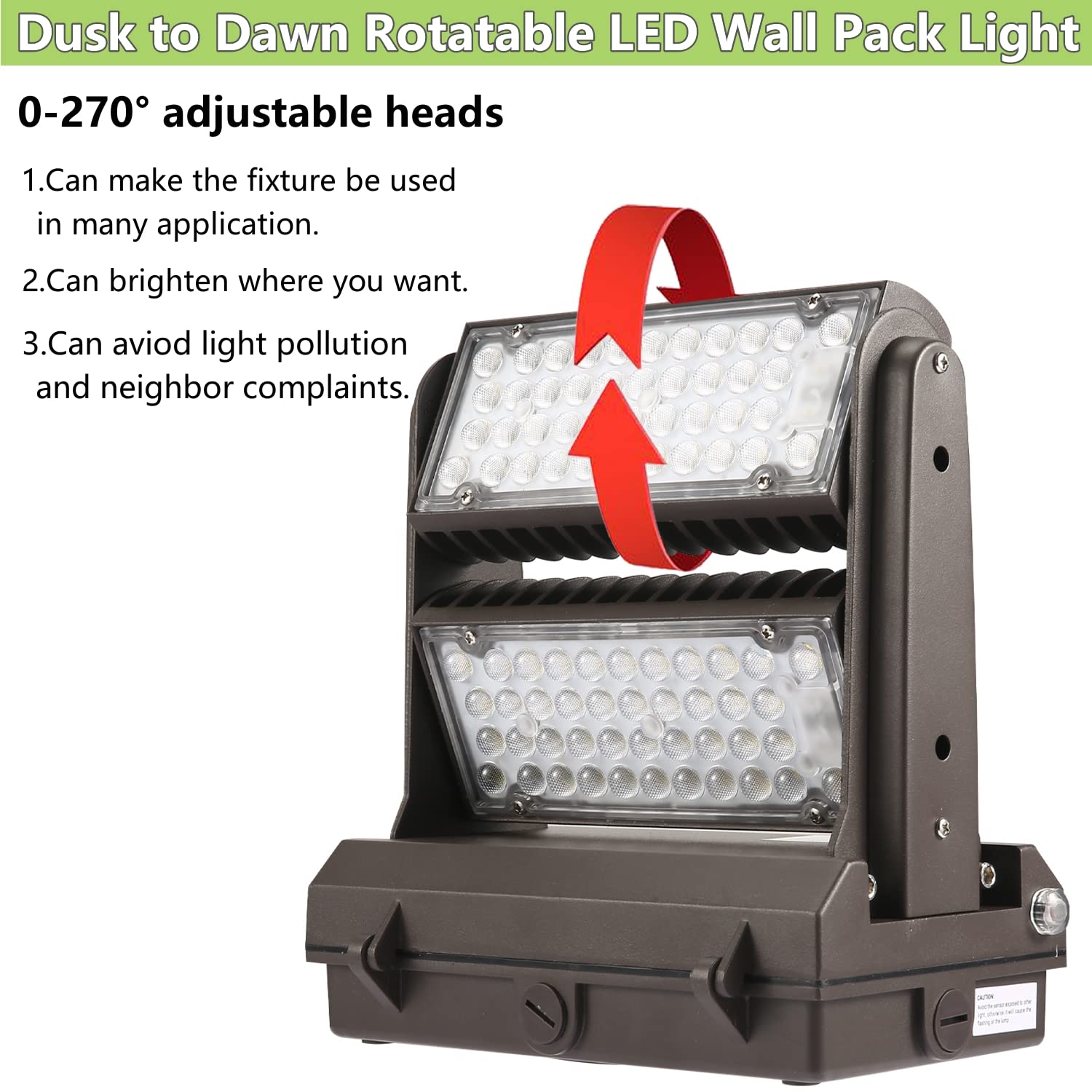 ECCFUTLL 120W LED Wall Pack Light, 5000K, 16800LM, Adjustable Head, Brown, Model RWP120W2PACK