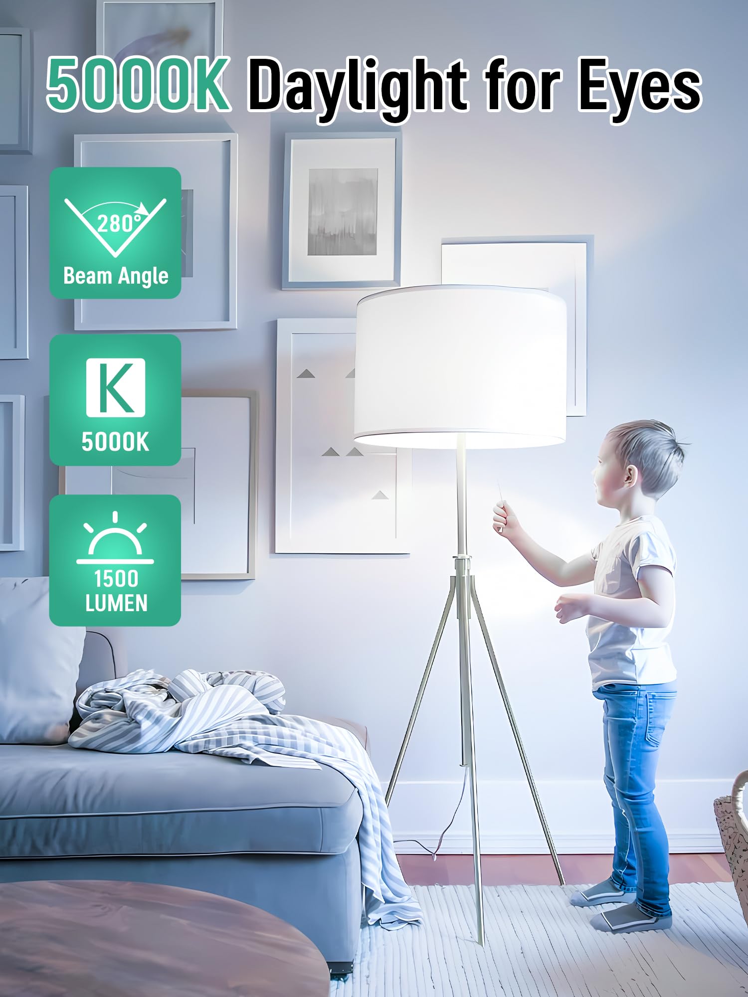 6 Pack Led Light Bulbs 100 Watt Equivalent, A19 15W 5000K Daylight, Super Bright White Light 1500 Lumens, E26 Standard No Flicke