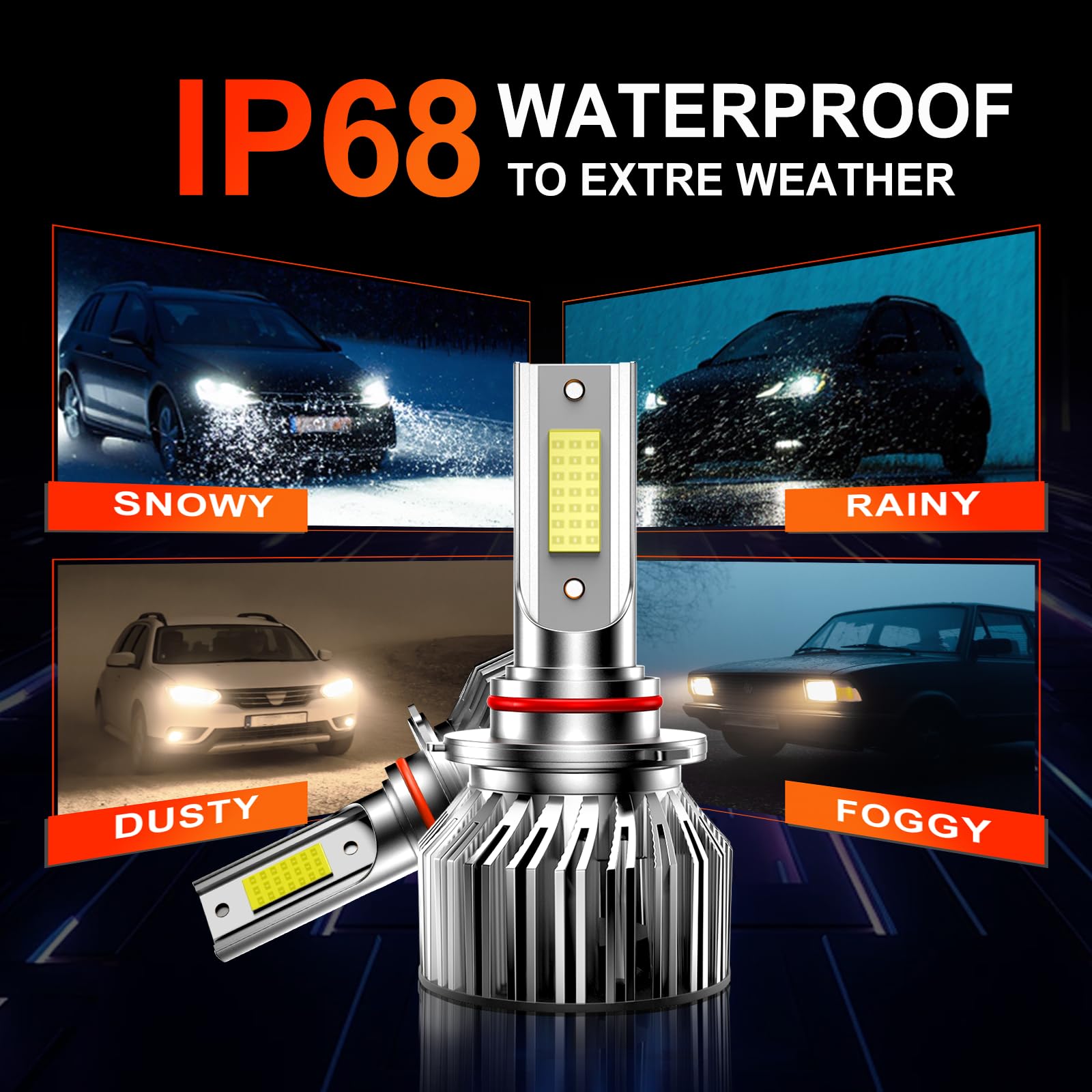 ENJOYAKOM 9005 H8 Fog Light Bulbs Combo, 6500K White, Compatible with Ford Explorer 2011-2015, Pack of 4, Aluminum