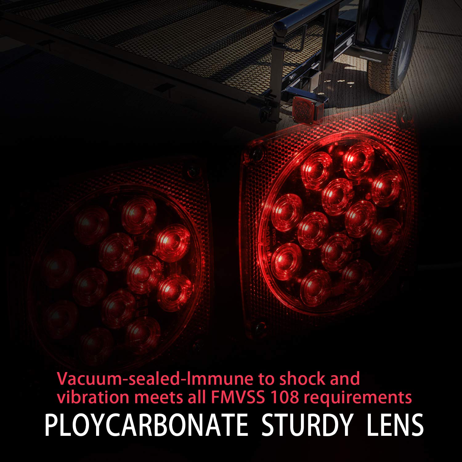 Wellmax 12V Led Submersible Trailer Lights, Left And Right Trailer Lights For Stop, Turn, And Signal Lights, For Under 80 Inch B