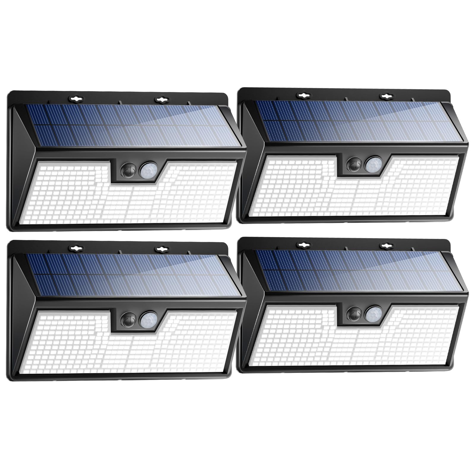 Peasur Solar Lights Outdoor Motion Sensor, 4 Pack, IP65 Waterproof, Black Frame, Cool White, Plastic