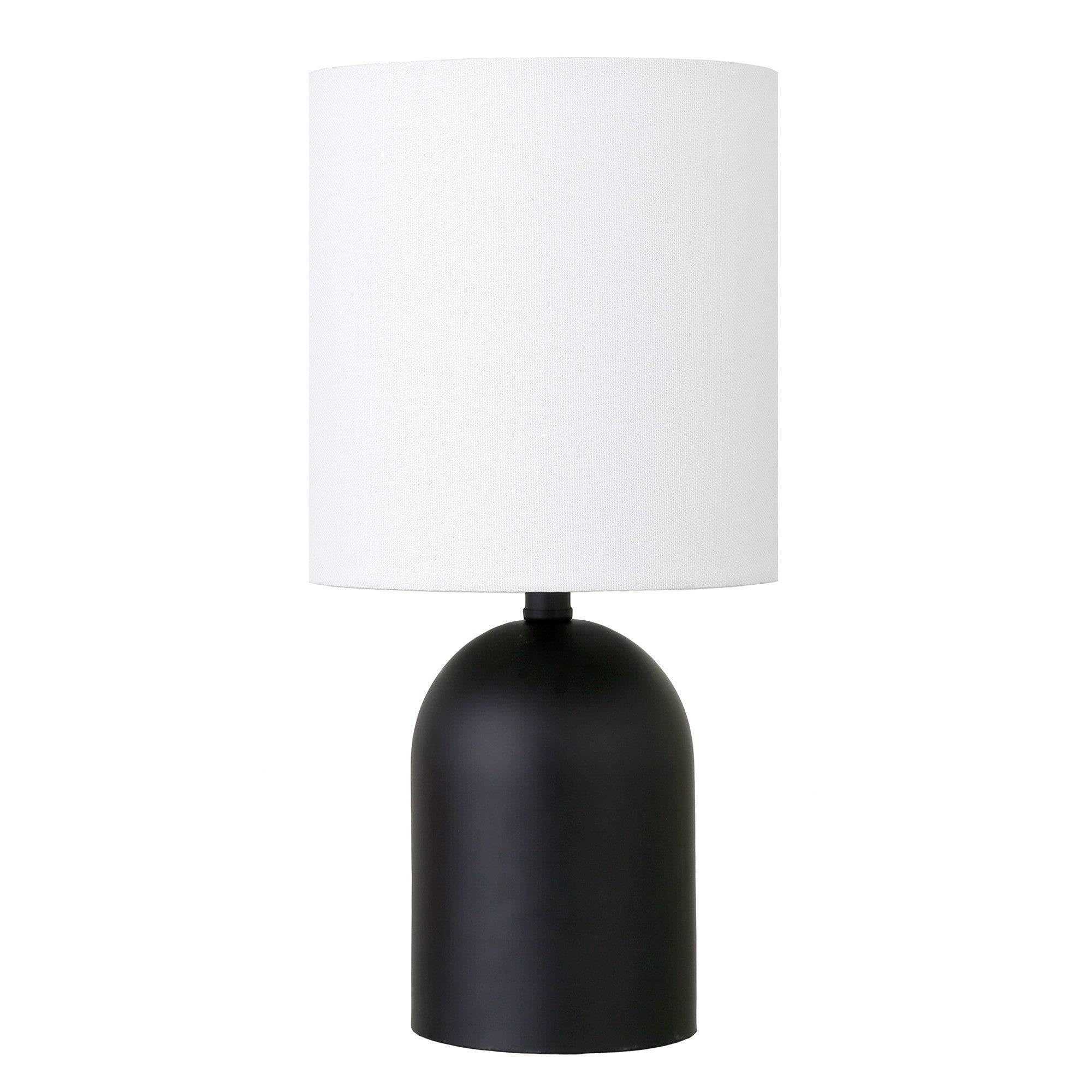 Homeroots 546119 13 In. Metal Cylinder Table Lamp With White Drum Shade Black