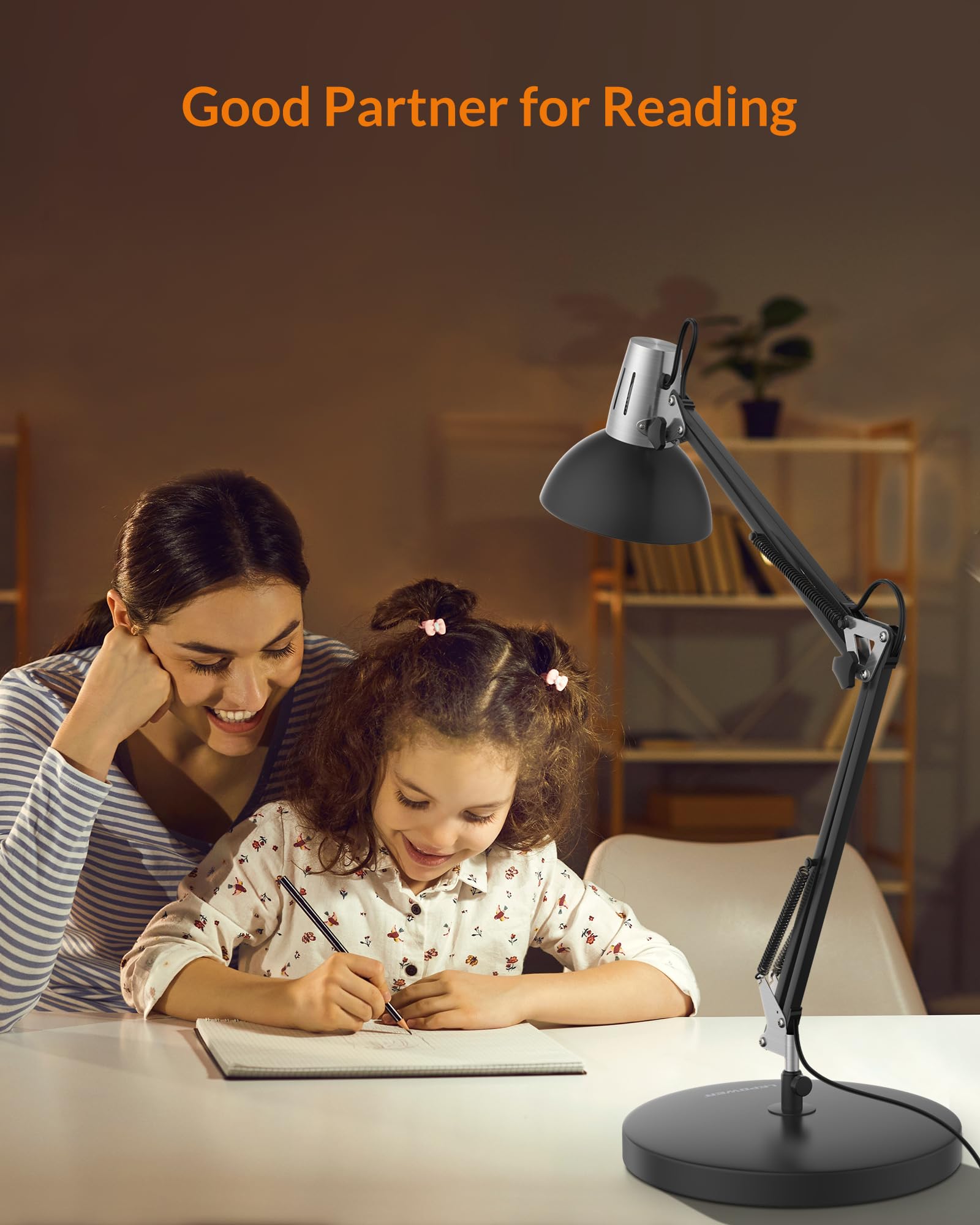 LEPOWER Metal Desk Lamp, Adjustable Goose Neck, On/Off Switch, Clamp, Black, Model UT2020