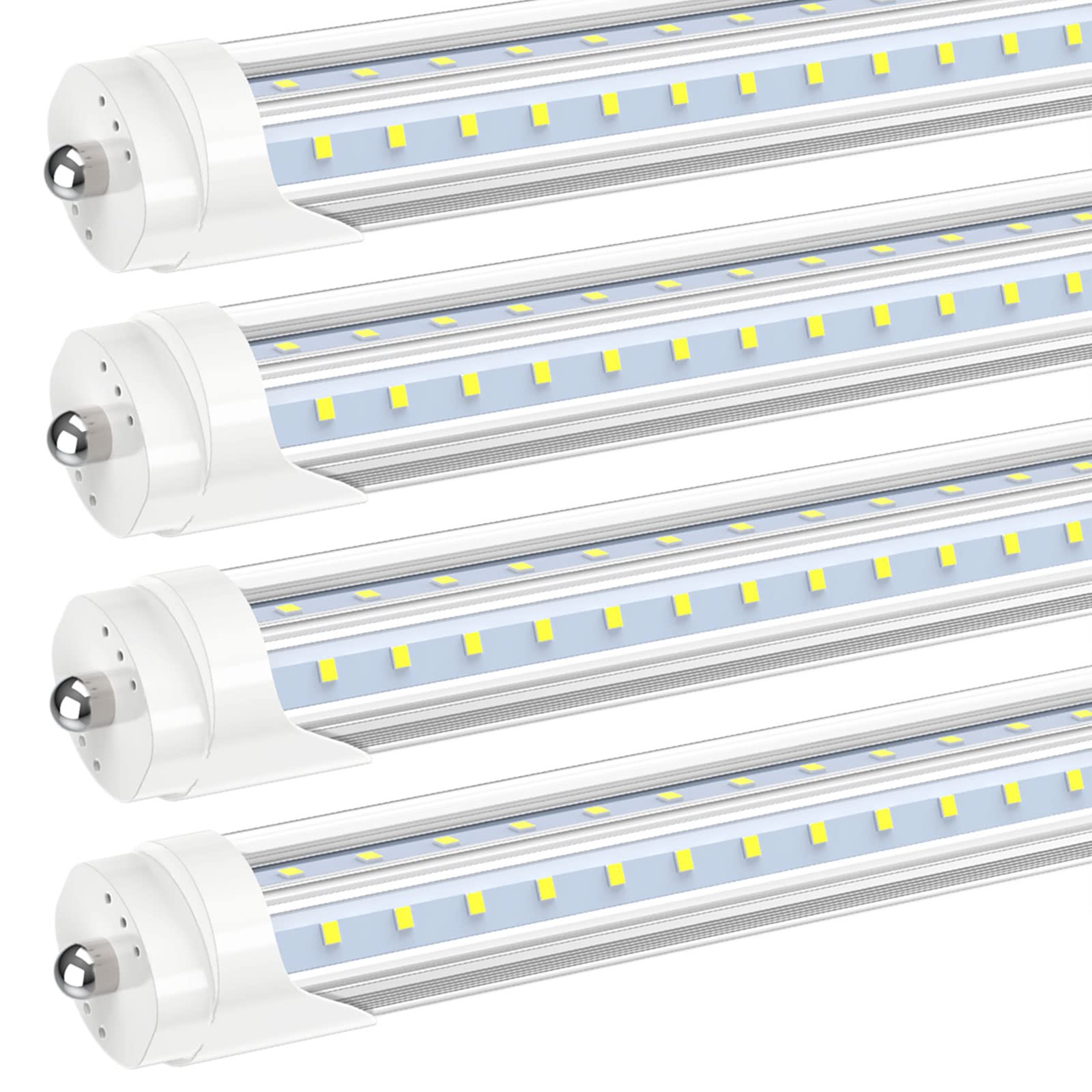 JESLED T8 T10 T12 LED Light Bulbs, 8FT, 50W, 6000LM, Ballast Bypass, V Shape, 5000K, Aluminum