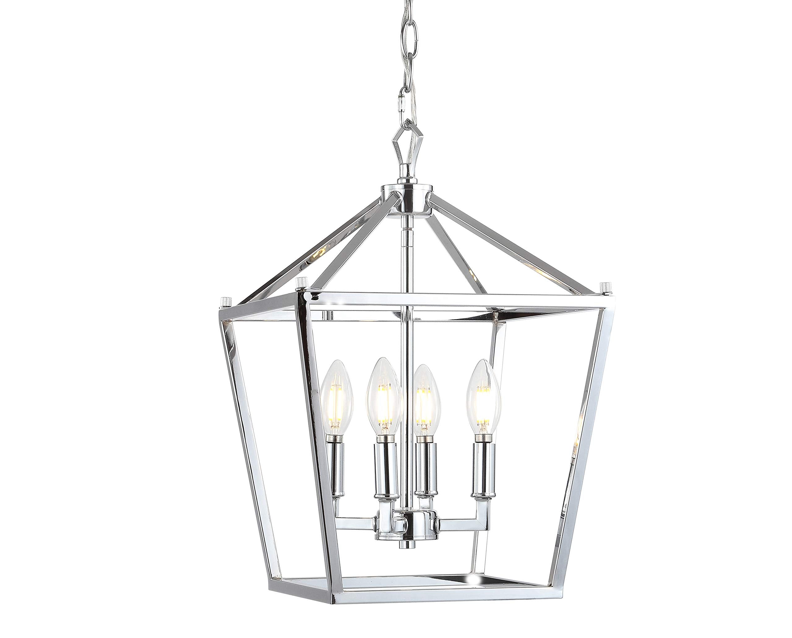 Jonathan Y Pagoda Lantern Pendant Light, Dimmable Metal, 12 Chrome, Model Jyl7436C, Ideal For Dining Room, Living Room, Kitchen, Foyer