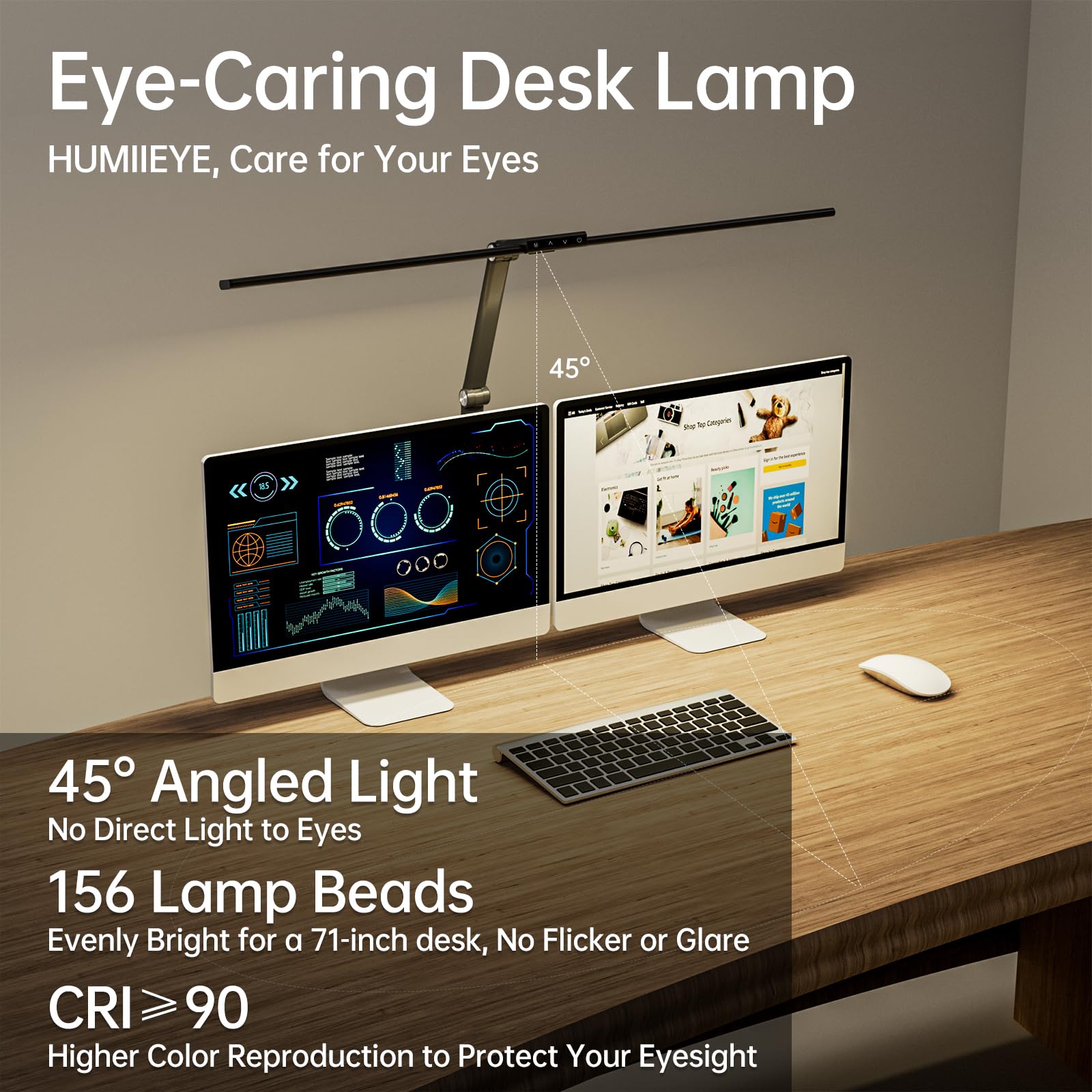 Led Desk Lamp For Home Office, 24W Eye-Caring Reading Light With Clamp, Usb Charging Port, 7 Brightness 5 Color Mode, Memory Fun