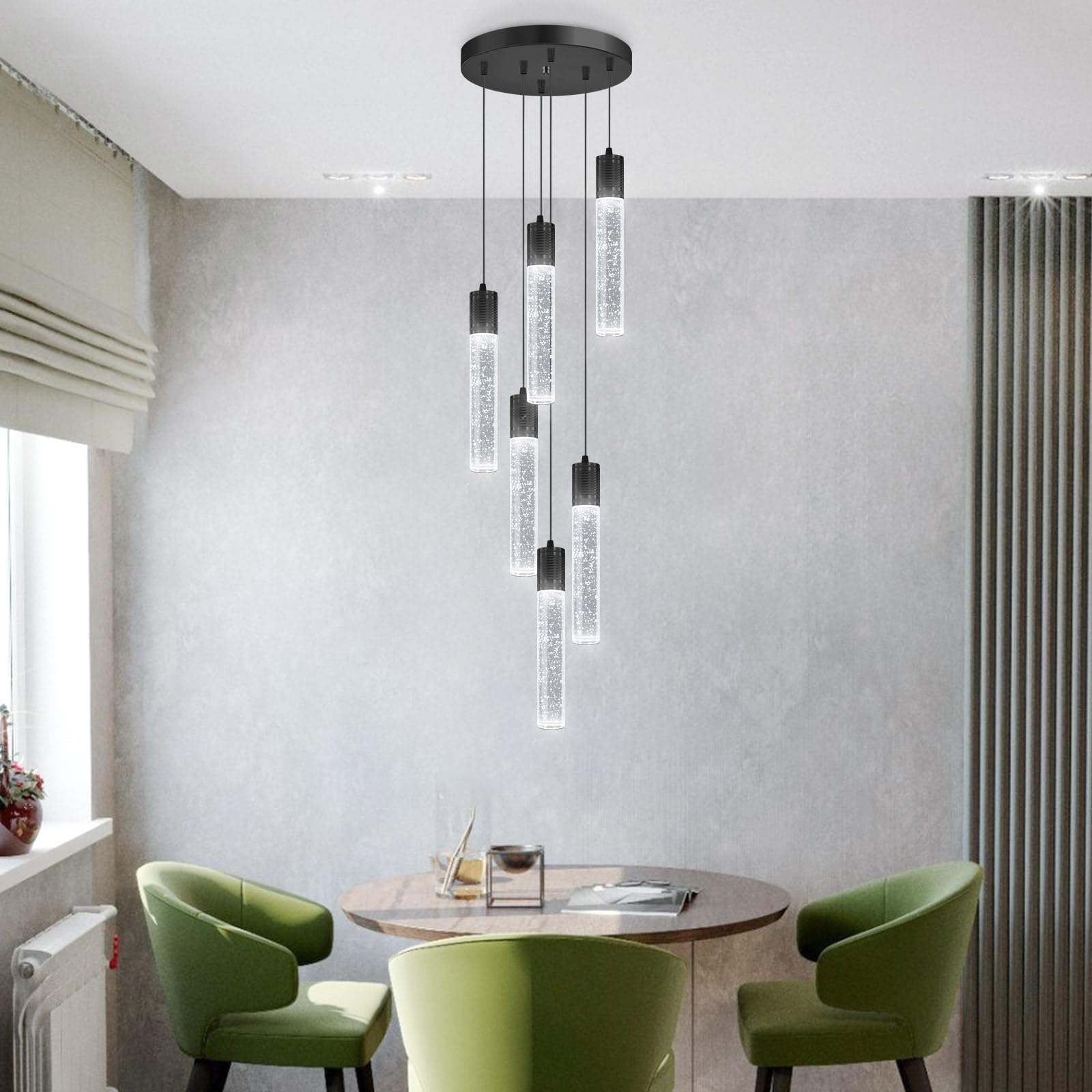 Modern Pendants Light For Kitchen Island Crystal Mini Chandeliers Dining Room Led Pendant Lighting Fixture High Ceiling Hanging Lights Bedroom Island Kitchen Foyer 6000K White Light Fixtures Black