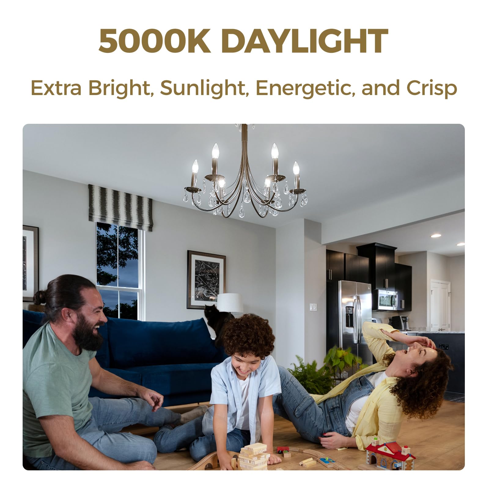 Hizashi E12 Led Bulb Dimmable 60 Watt Equivalent, Chandelier Light Bulbs 5000K Daylight, Candelabra Light Bulbs, B11 Led Candle