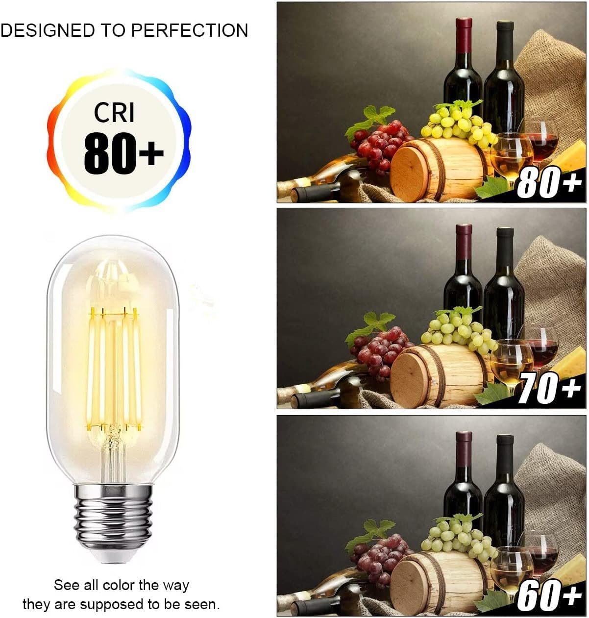 Notoc E26 Led Light Bulb 4W,Equivalent 40W,E26 Tubular Light Bulb Non Dimmable 2700K Warm White,Antique Clear Edison Filament Bu