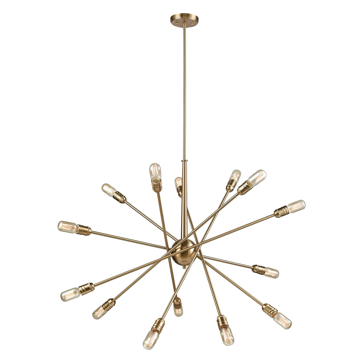 Elk Home Delphine 14-Light Chandelier, Satin Brass Finish, Modern 38-Inch Wide Light Fixture