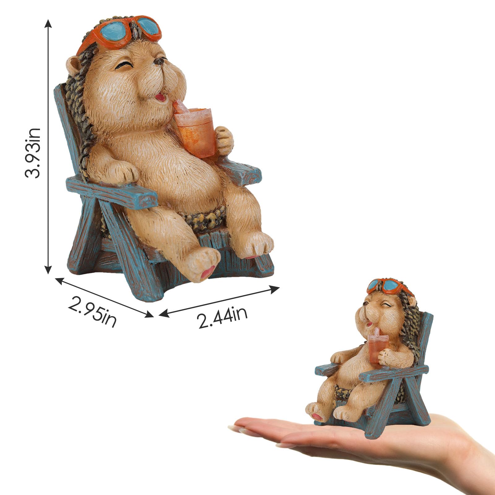 Miniature Hedgehog Figurine Garden Decor, Solar Resin Hedgehog Statue For Outside Garden Lawn Yard Patio& Home Office Decoration