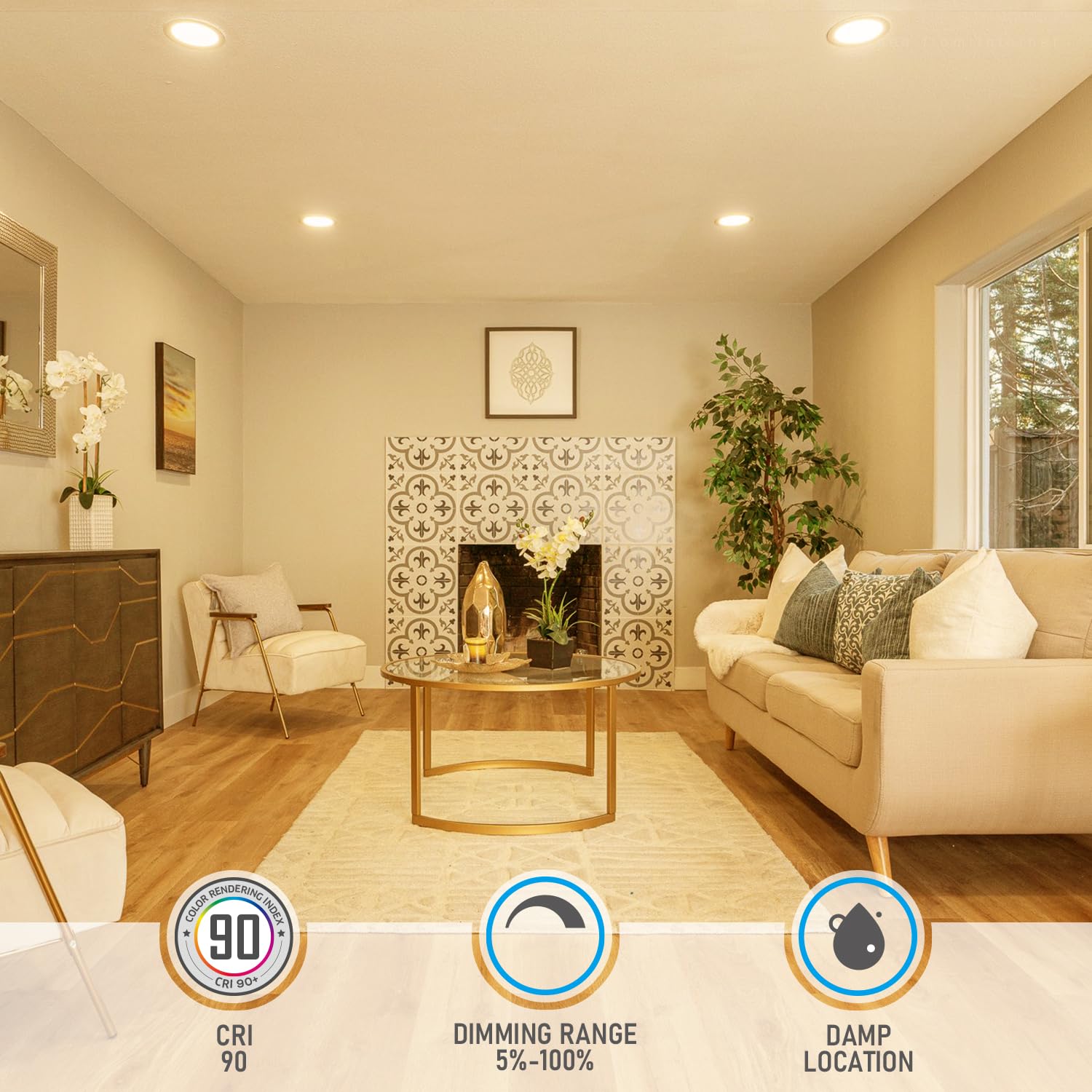 Torchstar Basic Series 12-Pack 6 Inch Ultra-Thin Led Recessed Lighting With Junction Box, Cri90, Aluminum, 3000K Warm White, 5%-