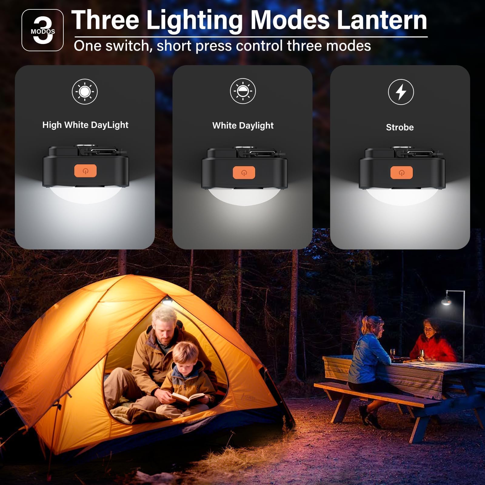 FLY2SKY Rechargeable Camping Lights Mini Flashlight LED Lantern 4 Pcs Black HF2503006