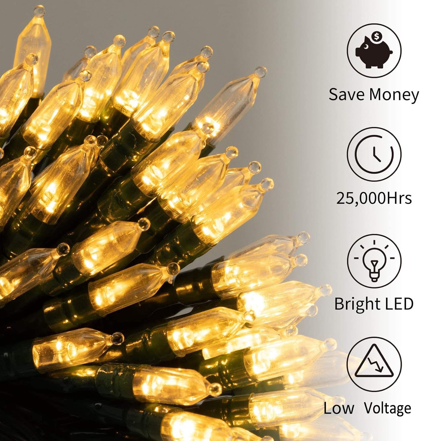 Brightown Battery Operated Christmas Lights, 50 LED Mini String Lights, 18 Feet, Warm White, Waterproof, 8 Modes, 4 Pack