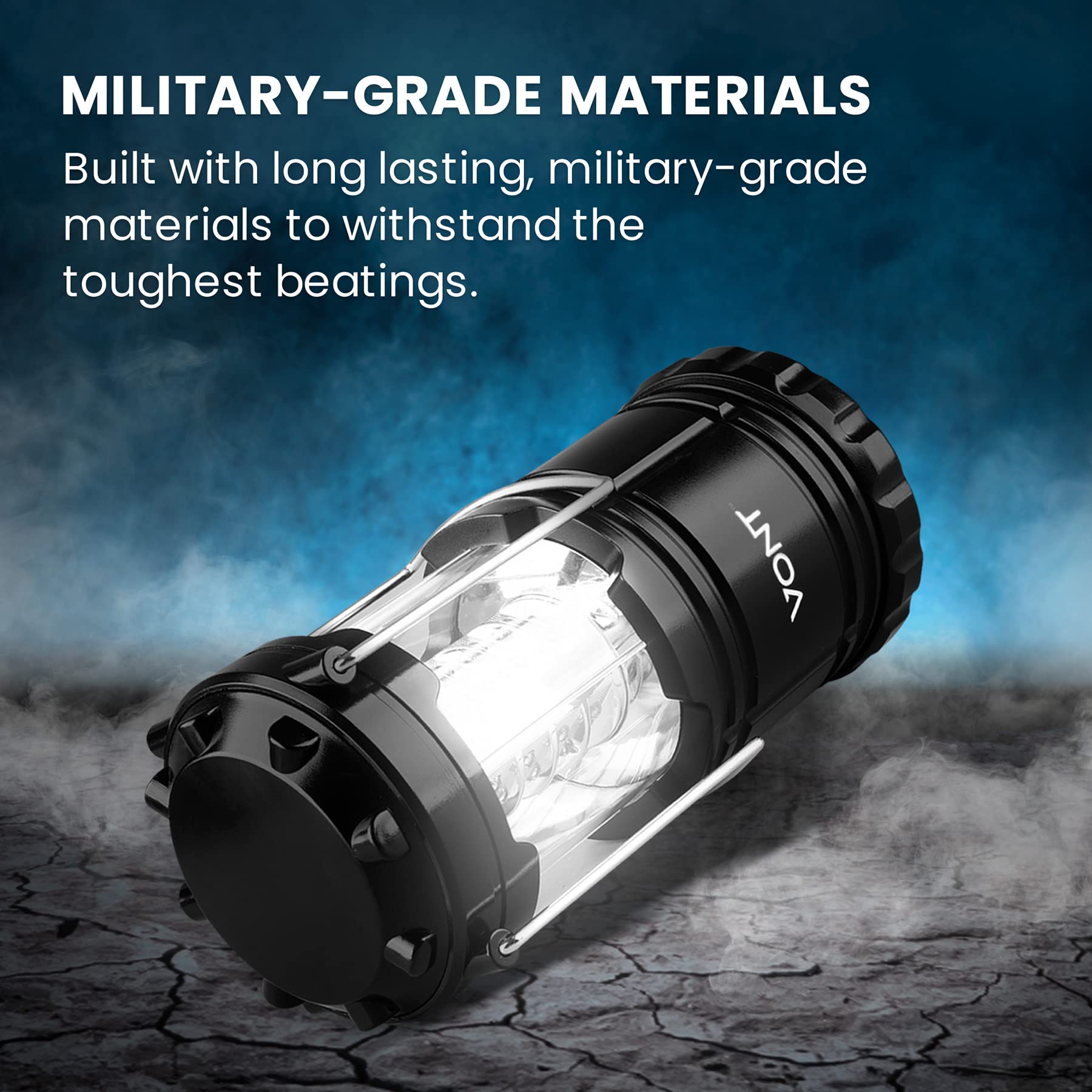 Vont LED Camping Lanterns 2 Pack - Super Bright, Portable, ABS, Black, Model VNT-CL02, Ideal for Emergencies and Outages