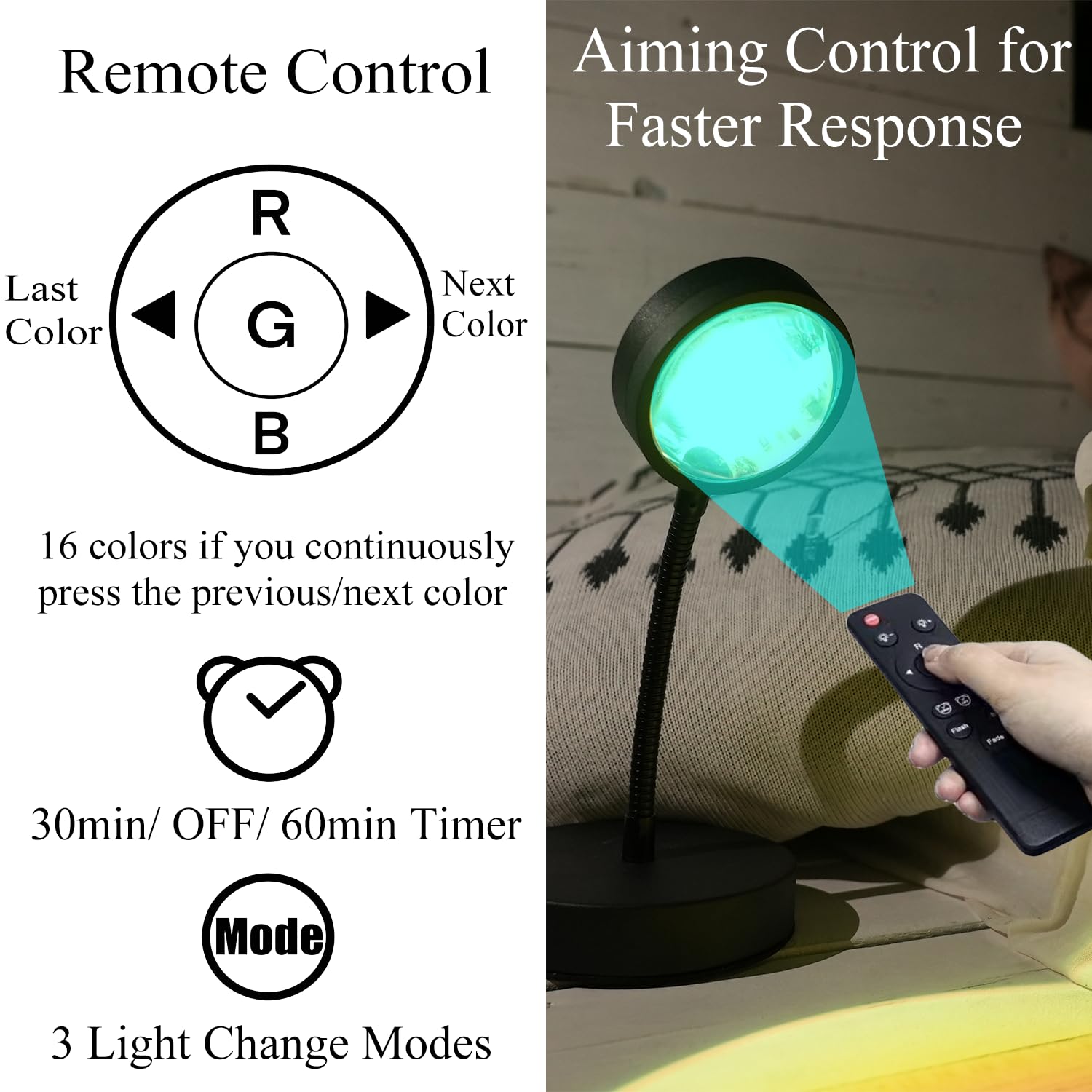 JIMEI Sunset Lamp Projector LED Lights, Multicolor, Small, Stainless Steel, Model SUNLAMP-P, 360° Rotation, Mood Lighting for Home Decor
