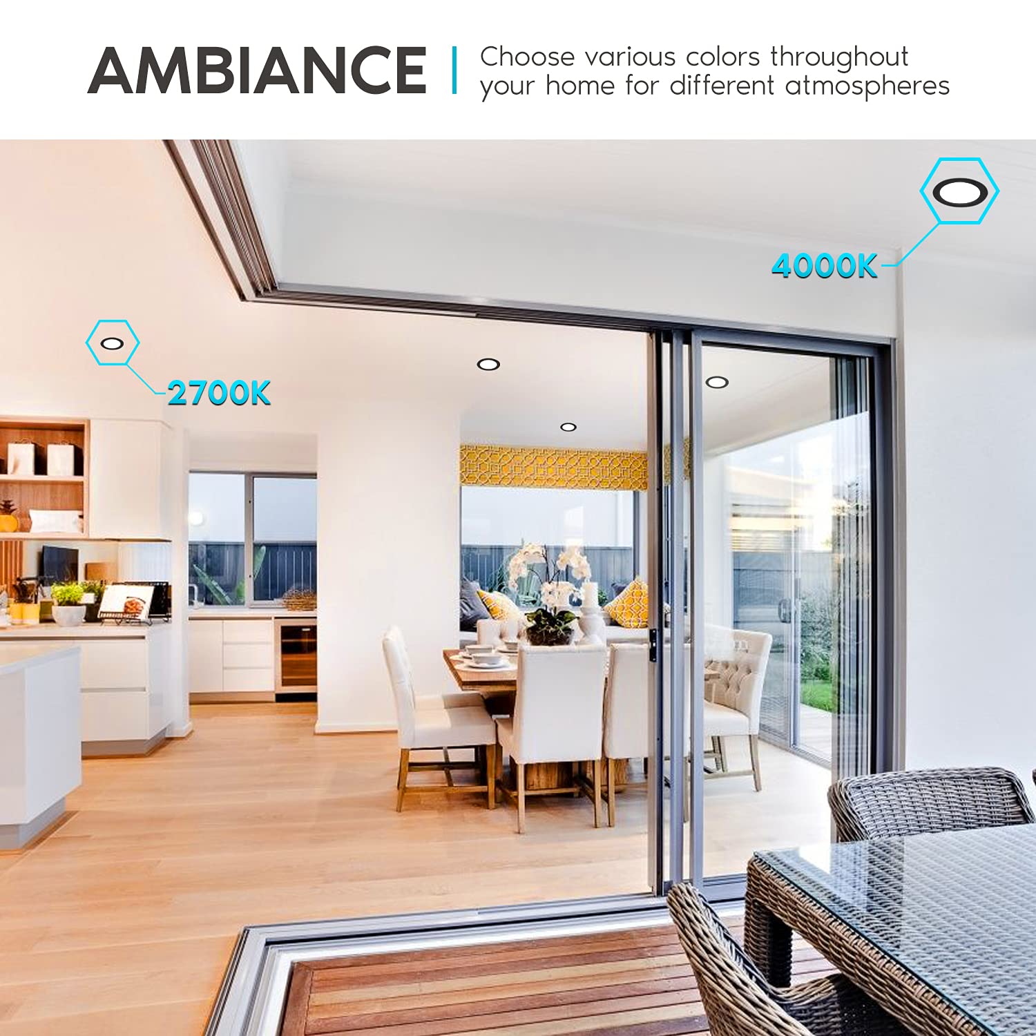 LUXRITE LED Recessed Downlight 14W, Dimmable, 1100 Lumens, CCT Selectable 2700K-5000K, Black Trim,