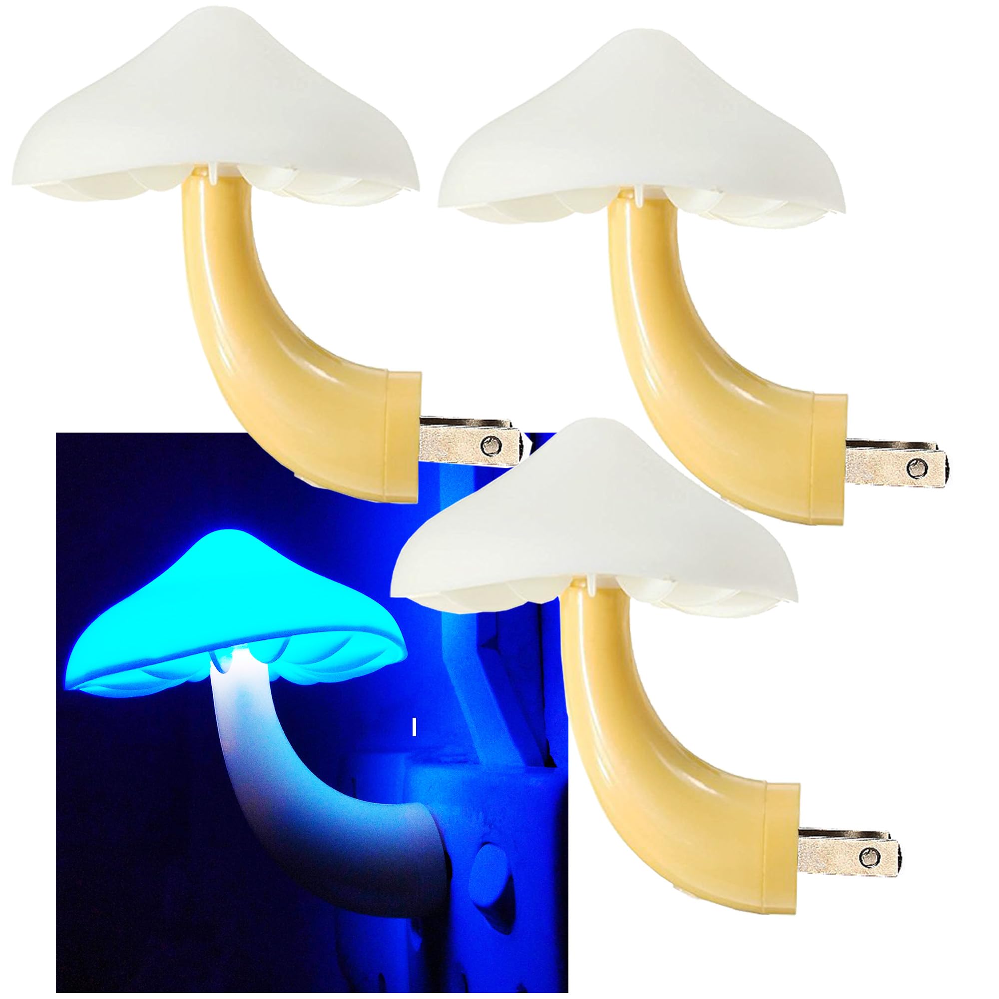AUSAYE 3Pack Sensor LED Night Light Plug in Lamp Magic Mushroom Nightlight Cute Night Lights for Adults Kids Bedroom, Bathroom,T