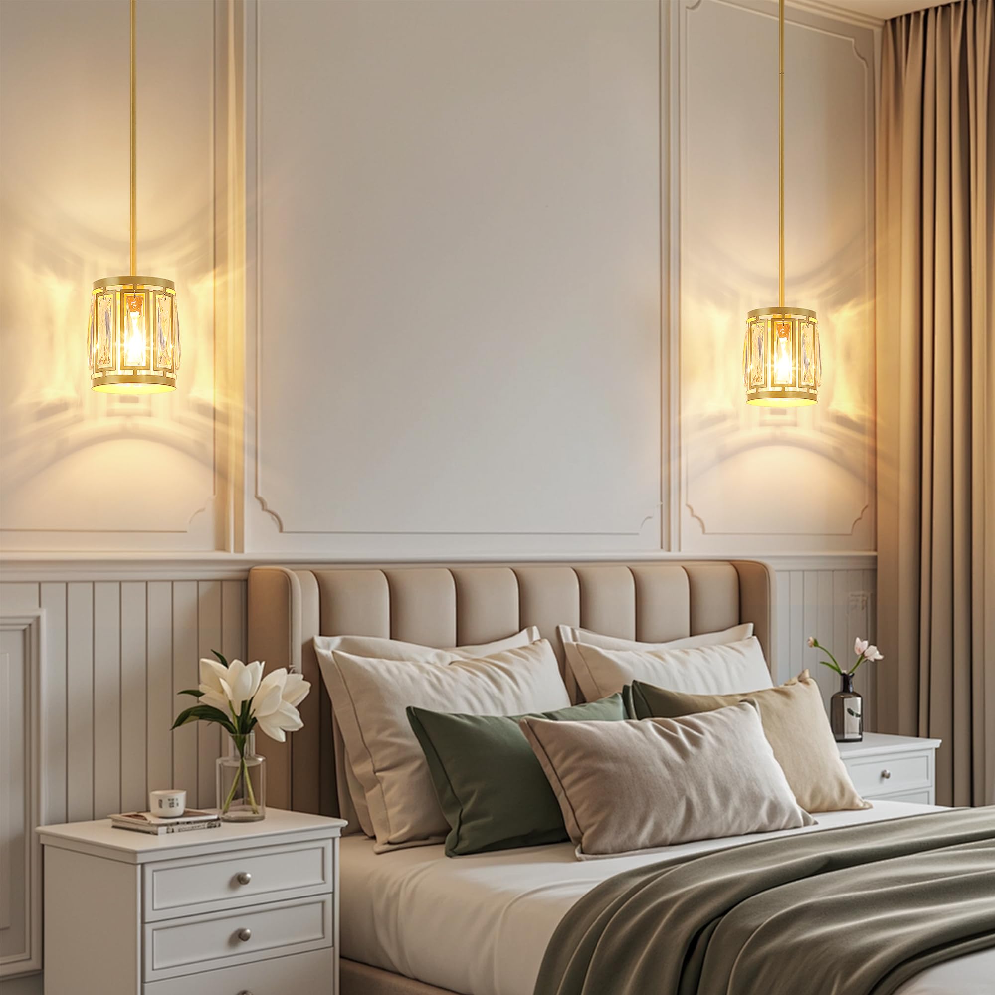 3 Pack Pendant Light Fixtures Modern Crystal Mini Pendant Lighting Kitchen Island  Gold Pendant Light For Hallway Dining Room Corridor Bedroom