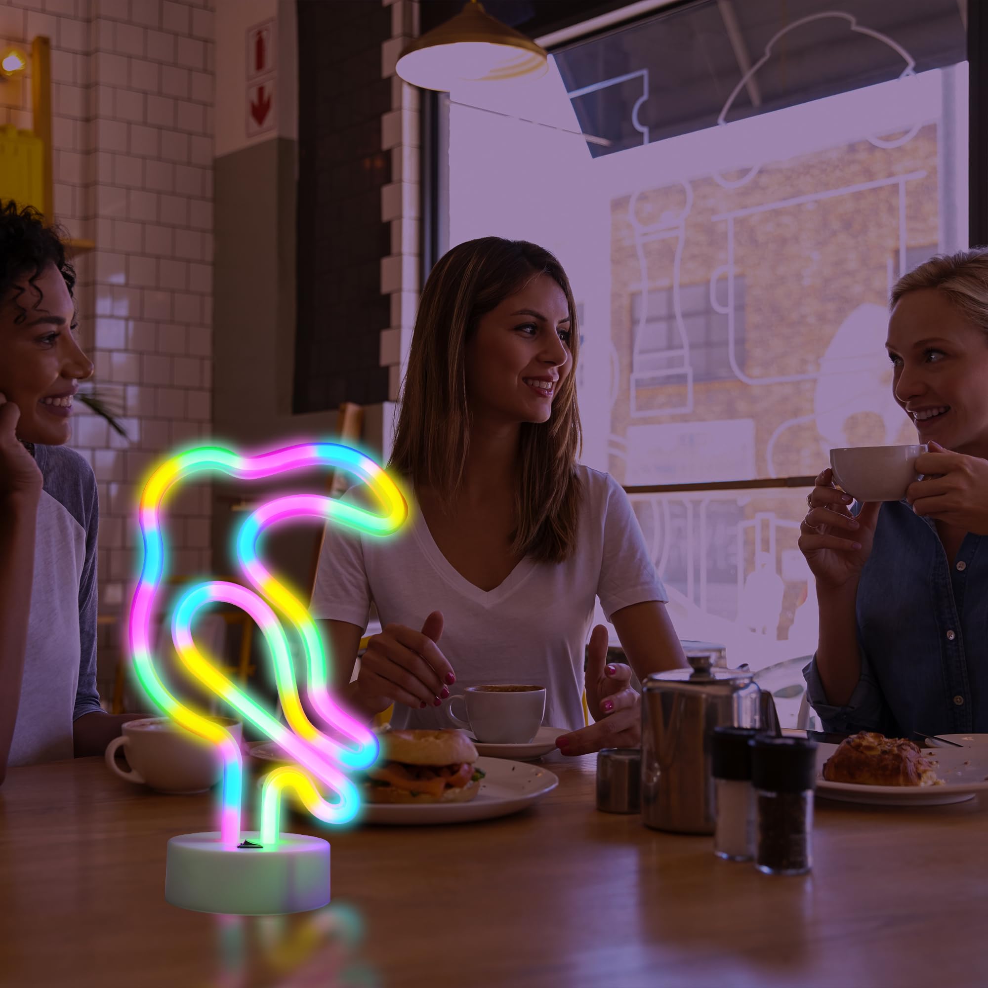 Decorative Led Toucan Shaped Neon Sign Enuoli Neon Night Light With Four Color Lights Batter&Usb Powered Table Led Lights For Ho