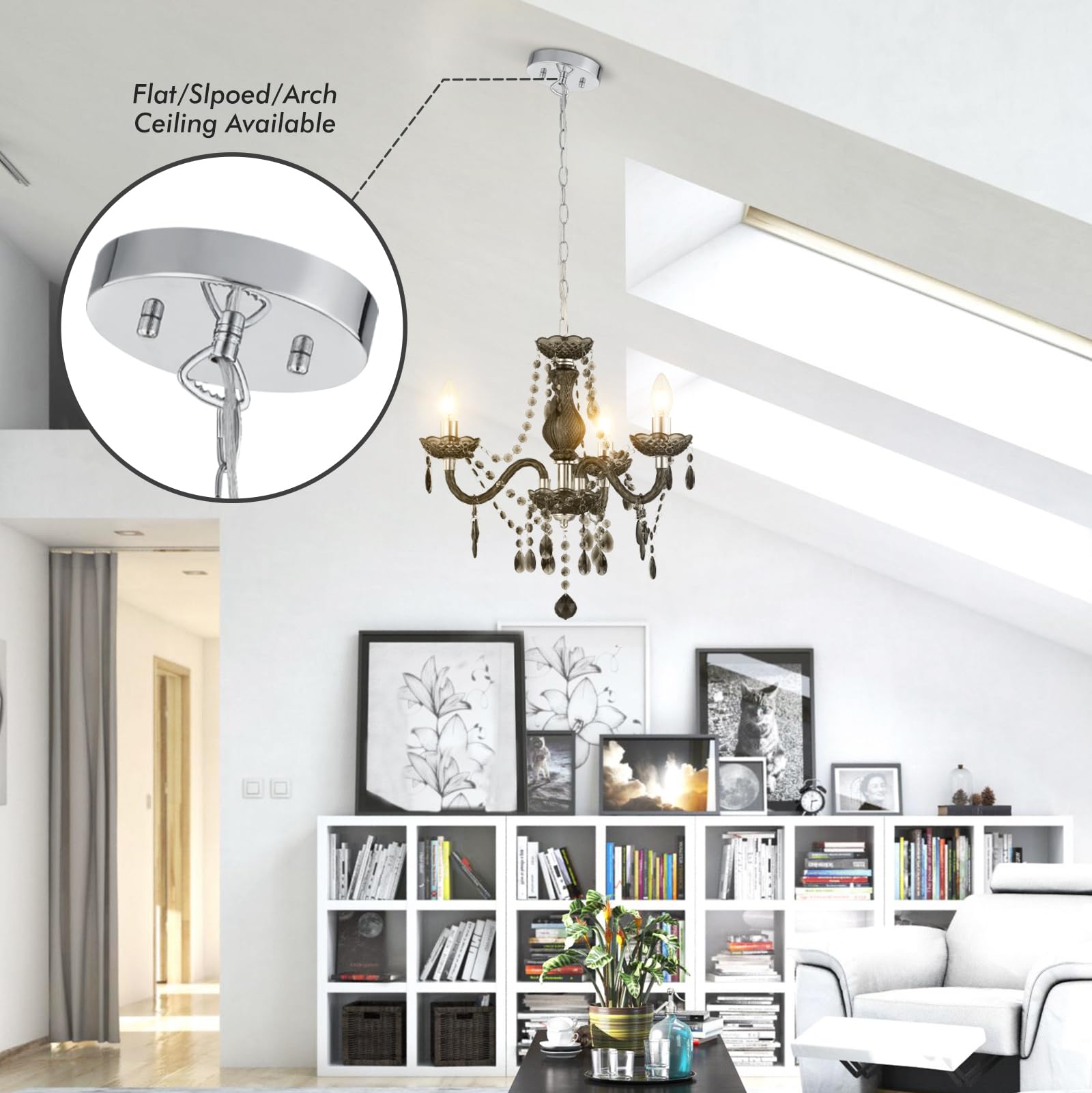 Luvkczc Mini Black Crystal Chandelier 3 Light Modern Acrylic Pendant For Dining & Bar