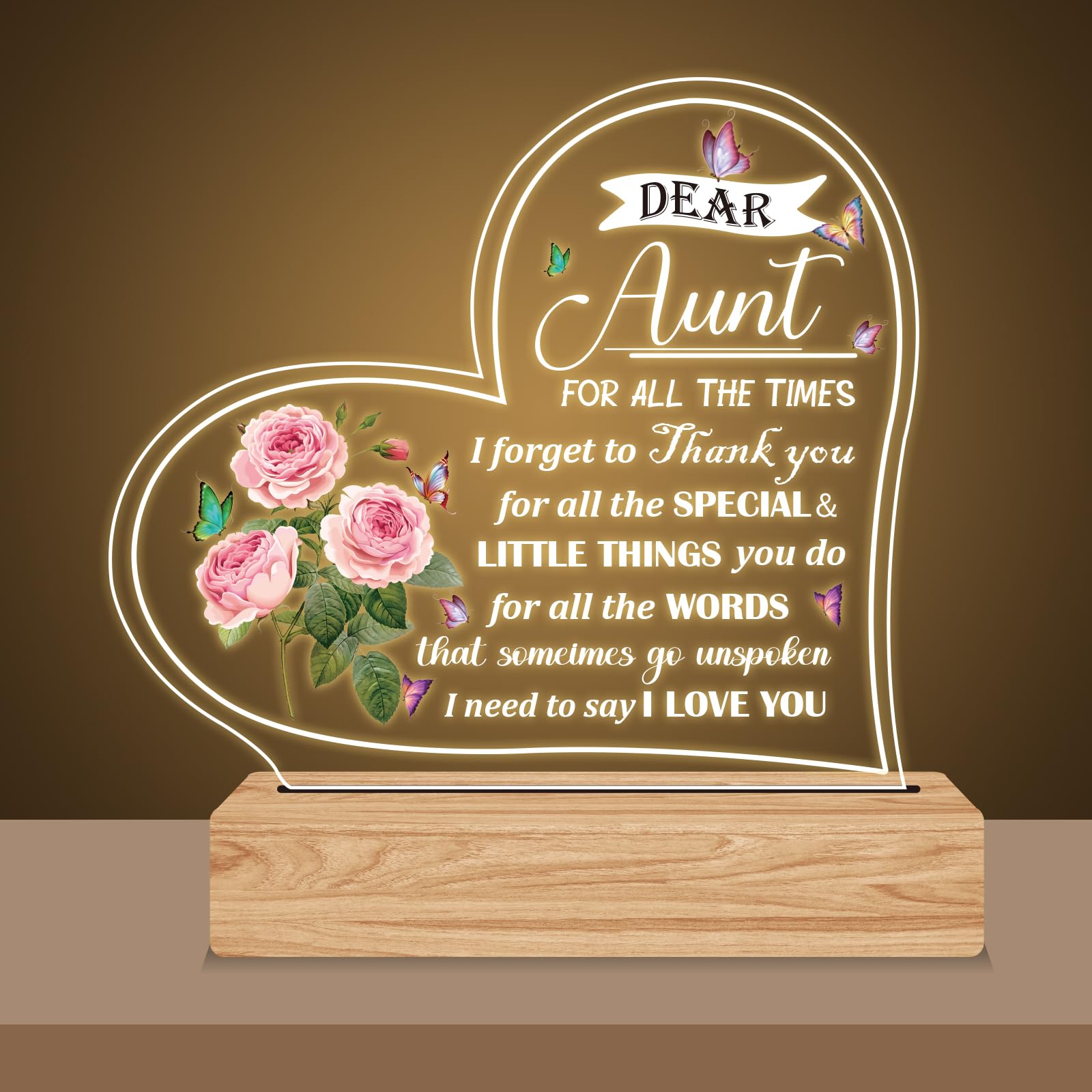 RYOTKIK to My Aunt Birthday Gifts Night Light, Aunt Gifts from Niece and Nephew, Thanksgiving Birthday Christmas Gifts for Aunt 