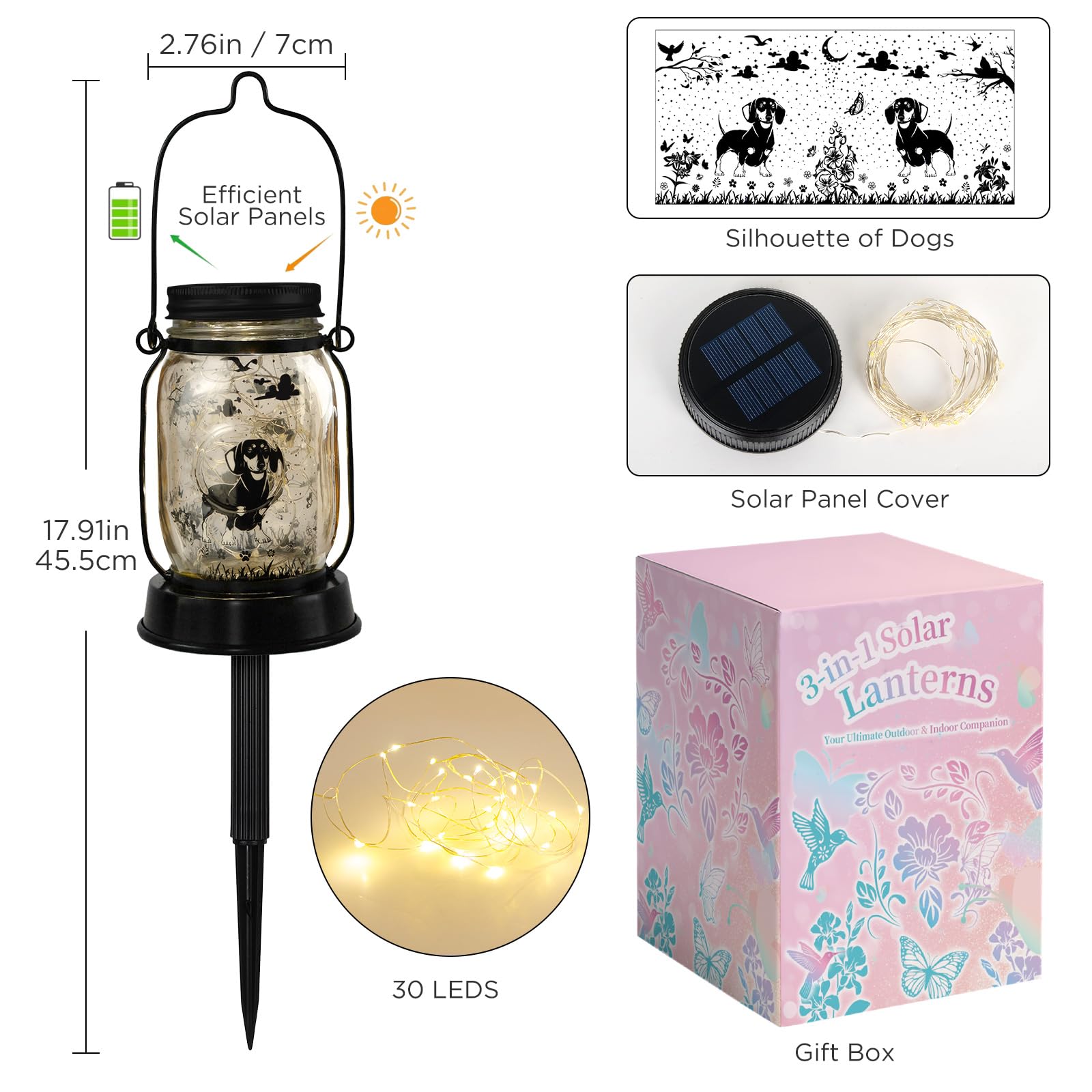 Dachshund Dog Solar Lanterns, Dachshund Dog Gifts For Women/Men, Weiner Dog Mom Gifts, Unique Birthday Gifts For Dachshund Lover